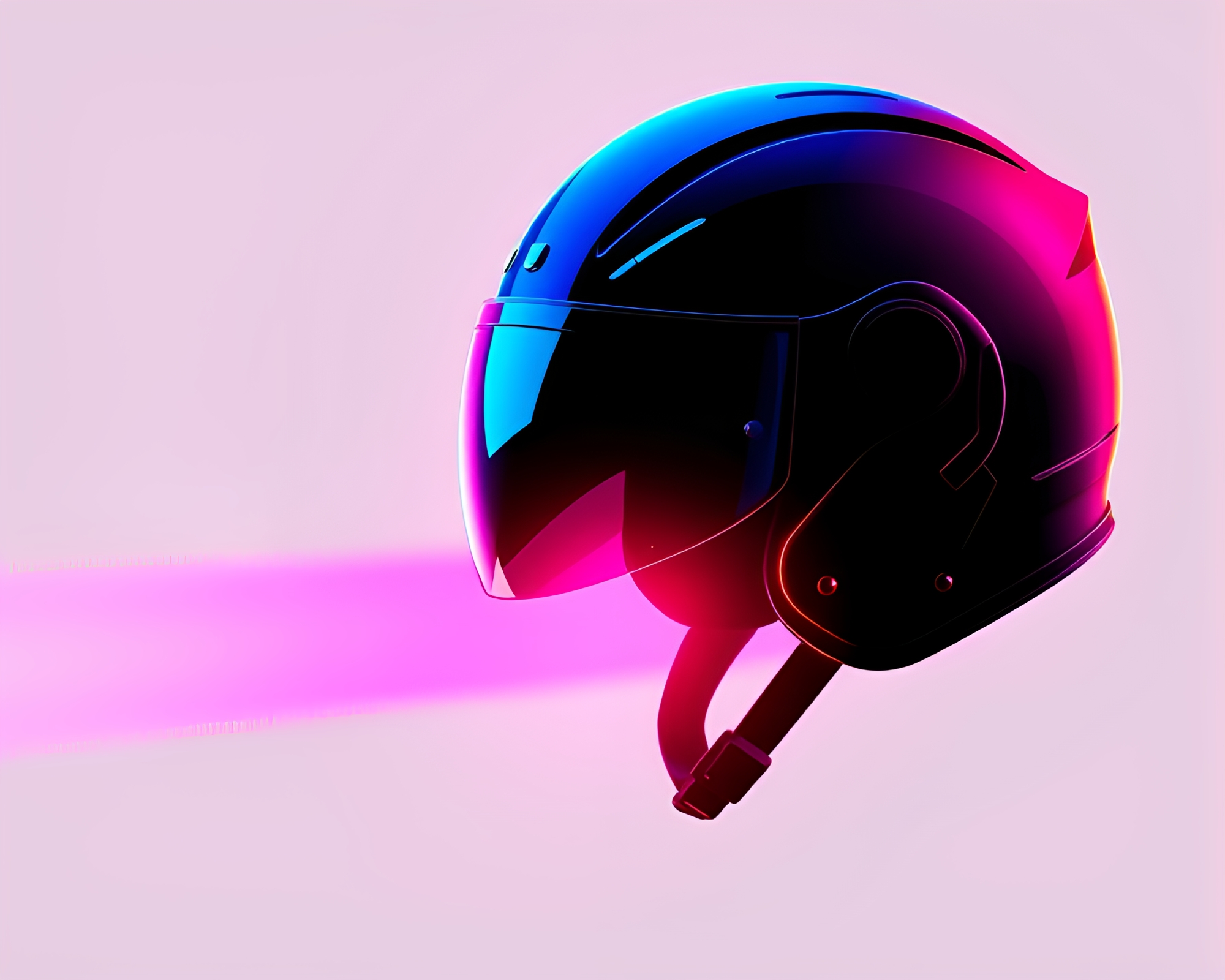 Neon Helmet Wireframe in Stencil Shadows – free AI stock image