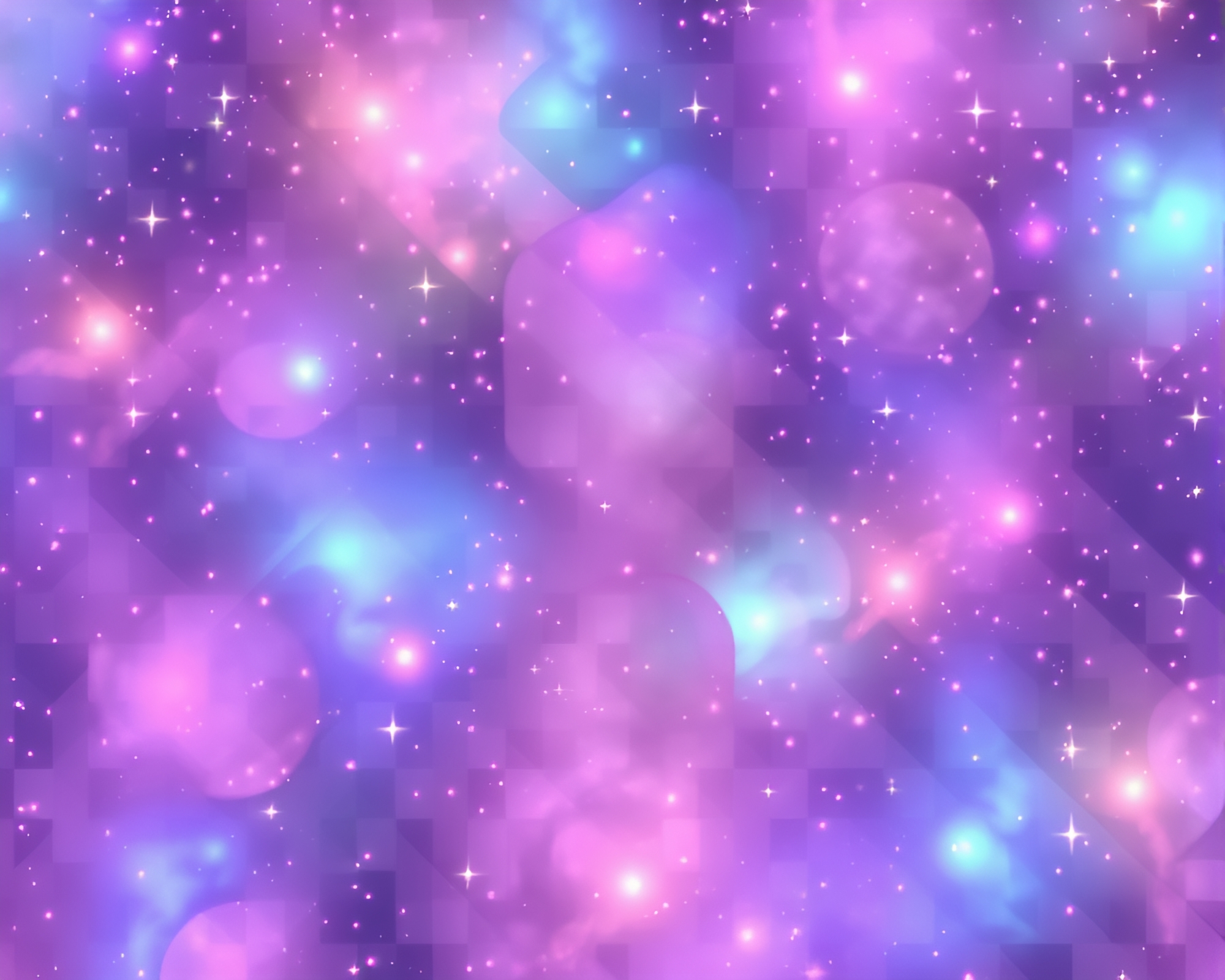 Glistening Floating Crystals in Galaxy Checkered Frame – free AI stock image