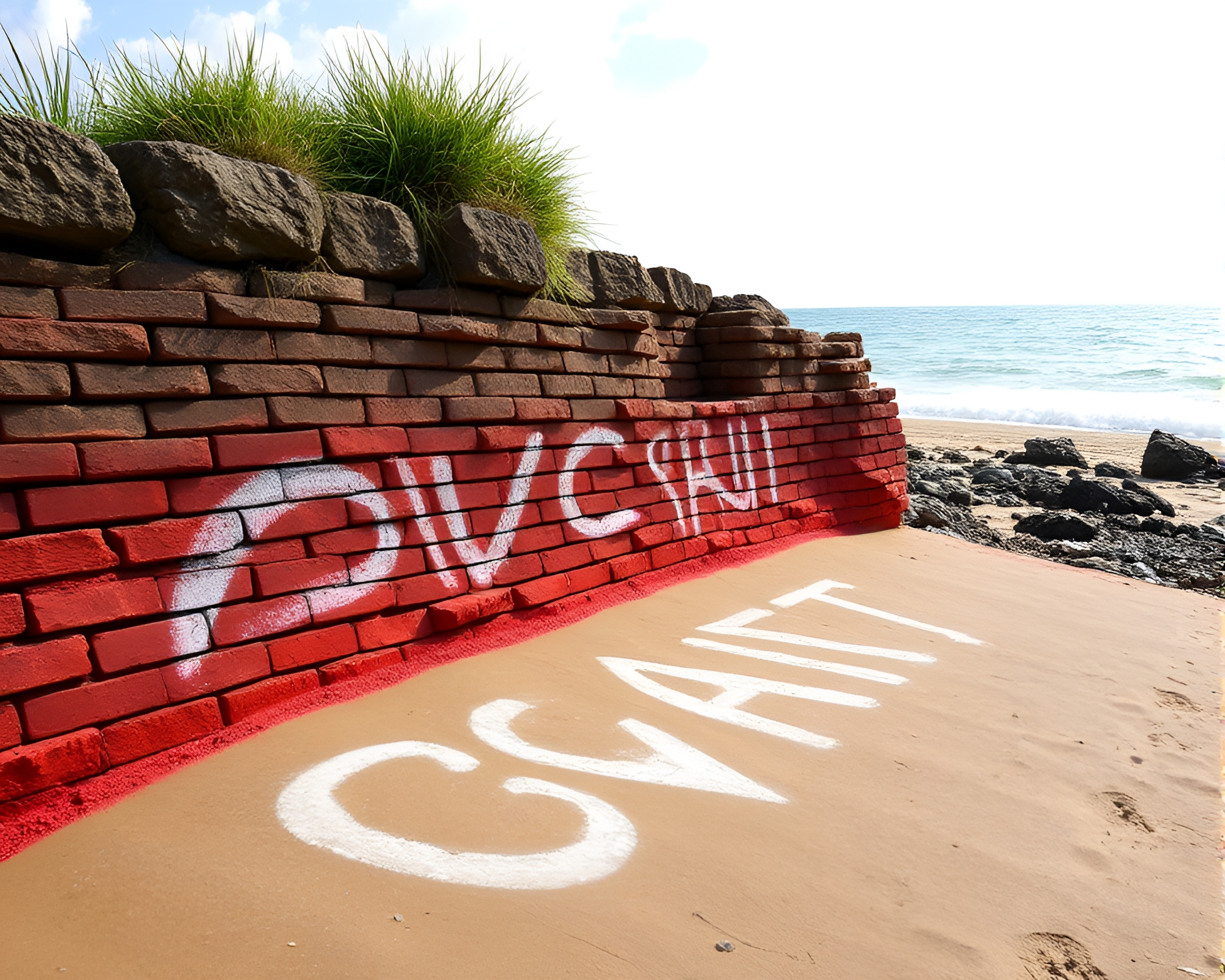 Vibrant Chalk Art on Summer Beach Scene – free AI stock image