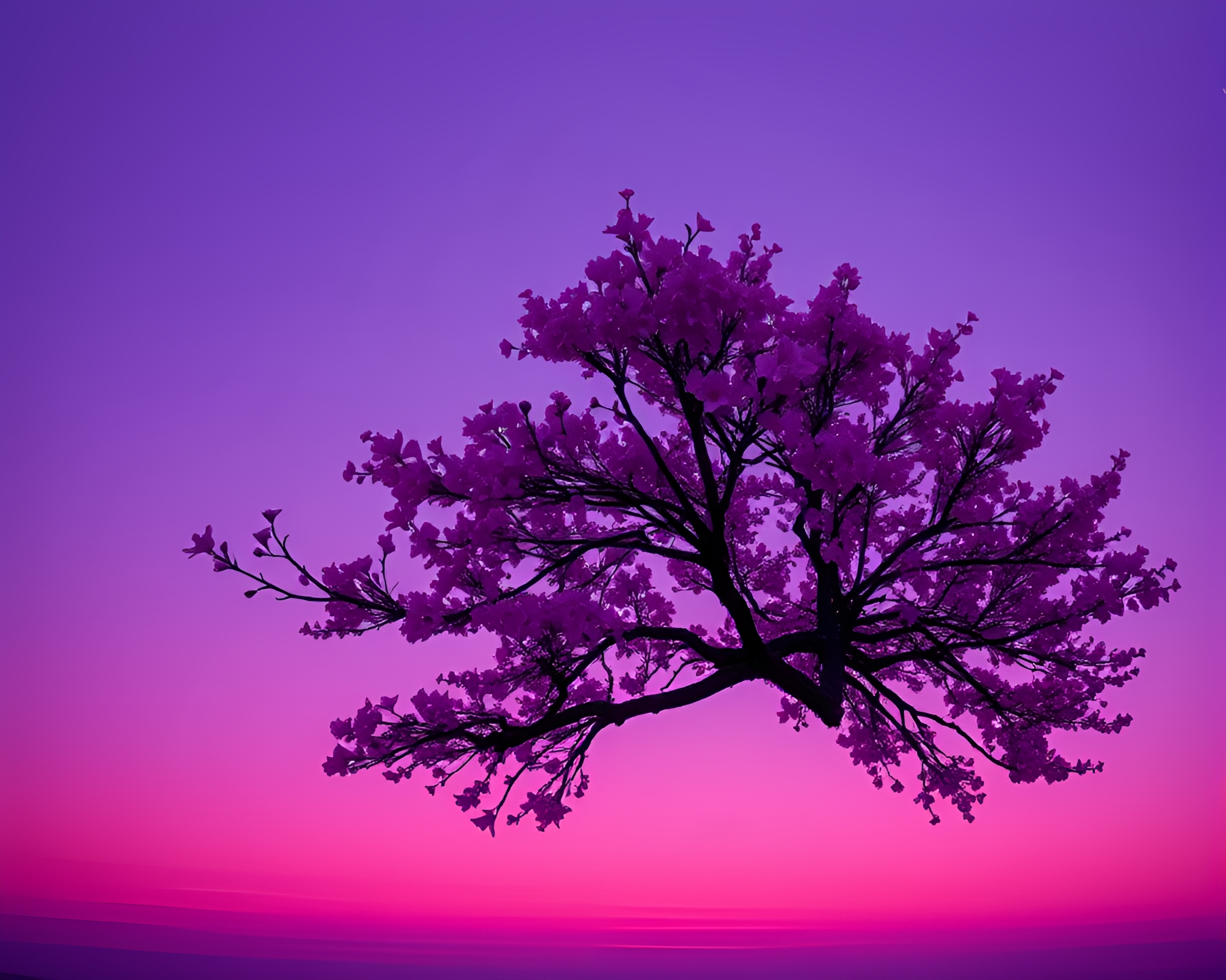 Twilight Cherry Blossom Tree Graffiti Art – free AI stock image