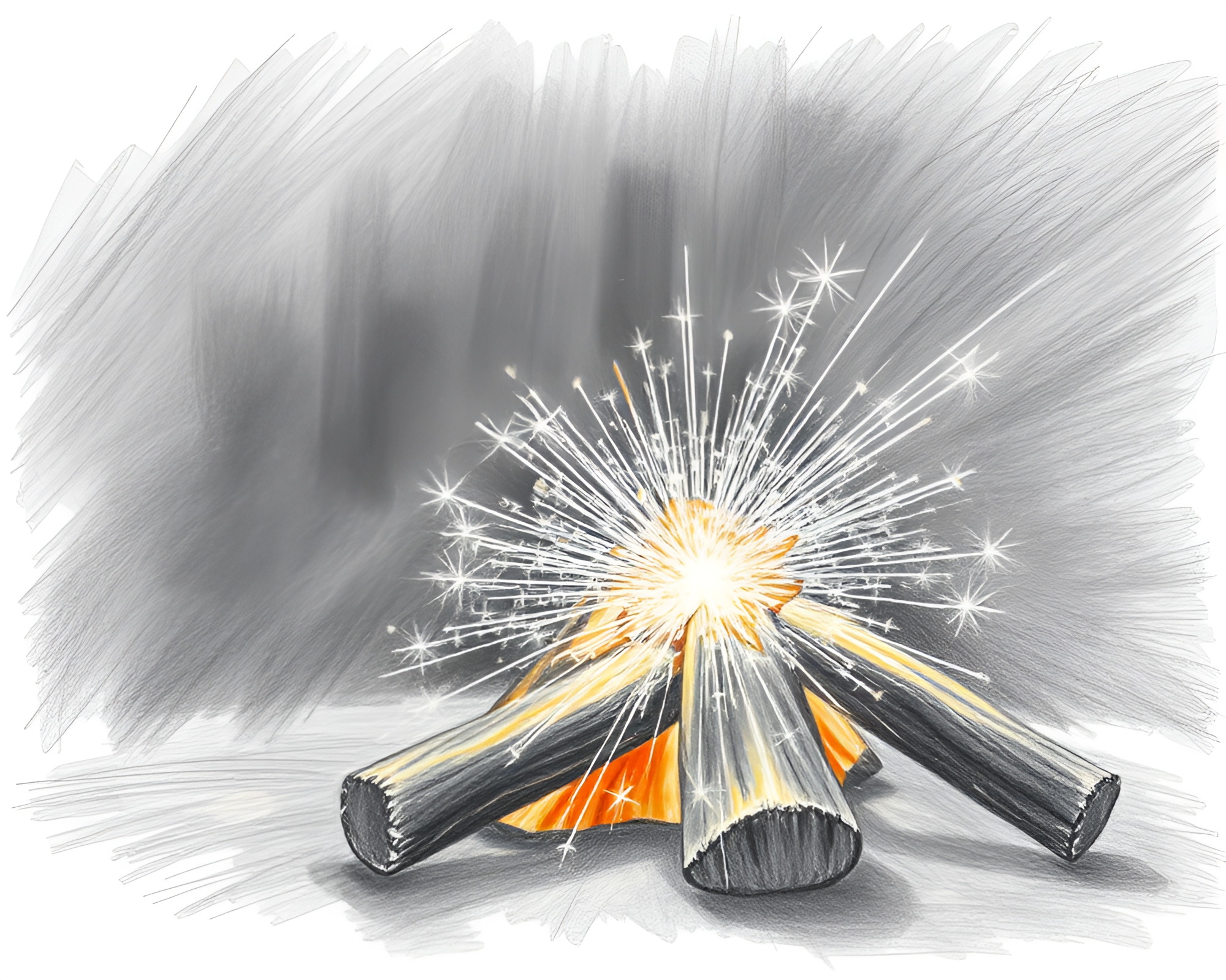 Ethereal Murano Glass Bonfire Pencil Sketch – free AI stock image