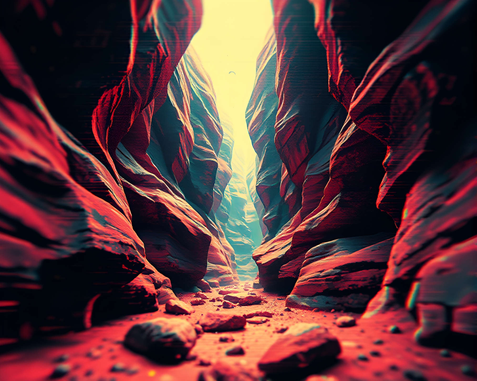 Glitch Artifacts Mermaid in Rust Tone Canyon Vector Art – free AI stock image