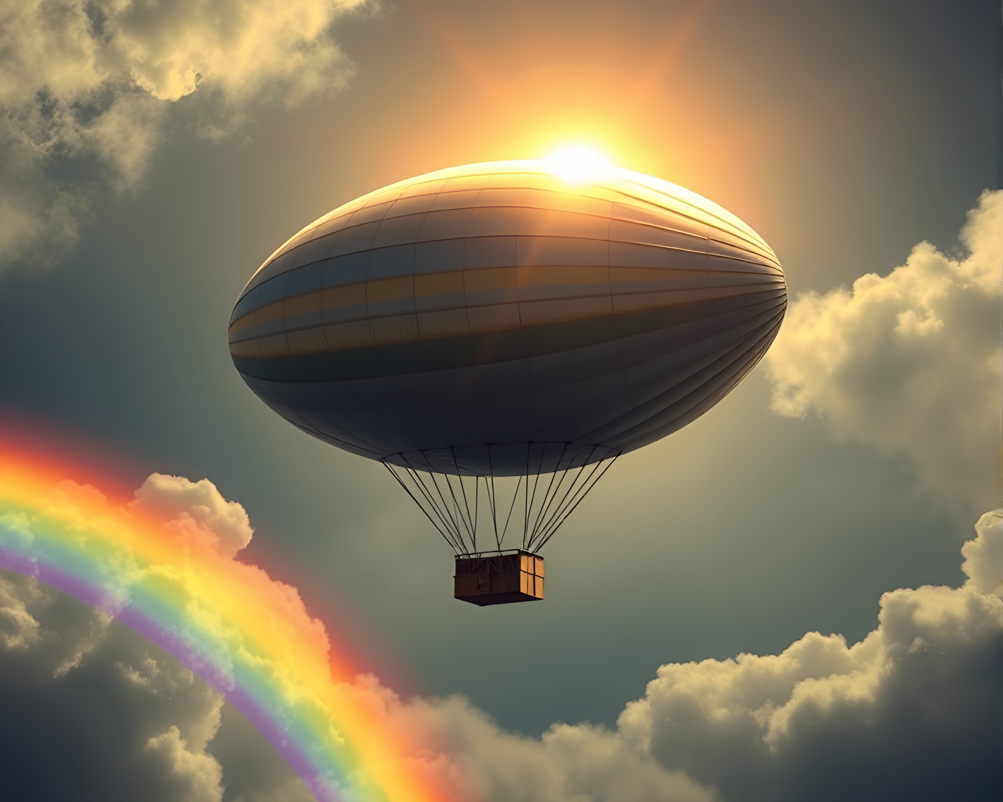 Rainbow Zeppelin Refraction Overlapping Technical Illustration – free AI stock image