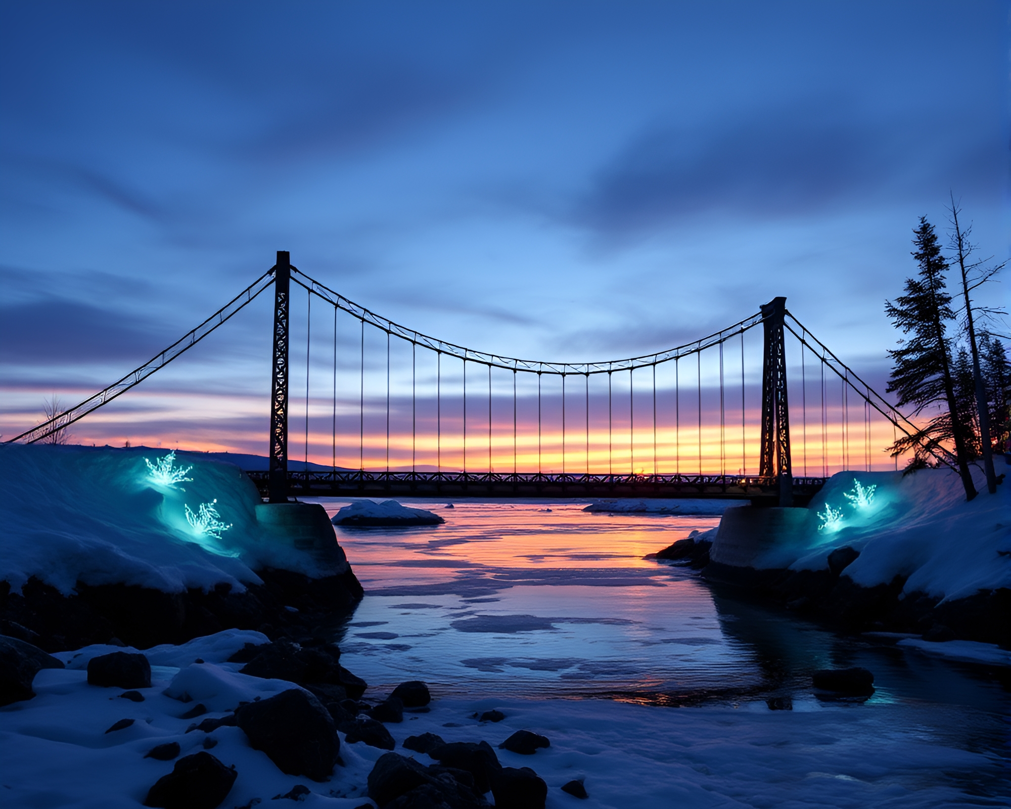 90s Grunge Glass Bridge in Antarctica – free AI stock image