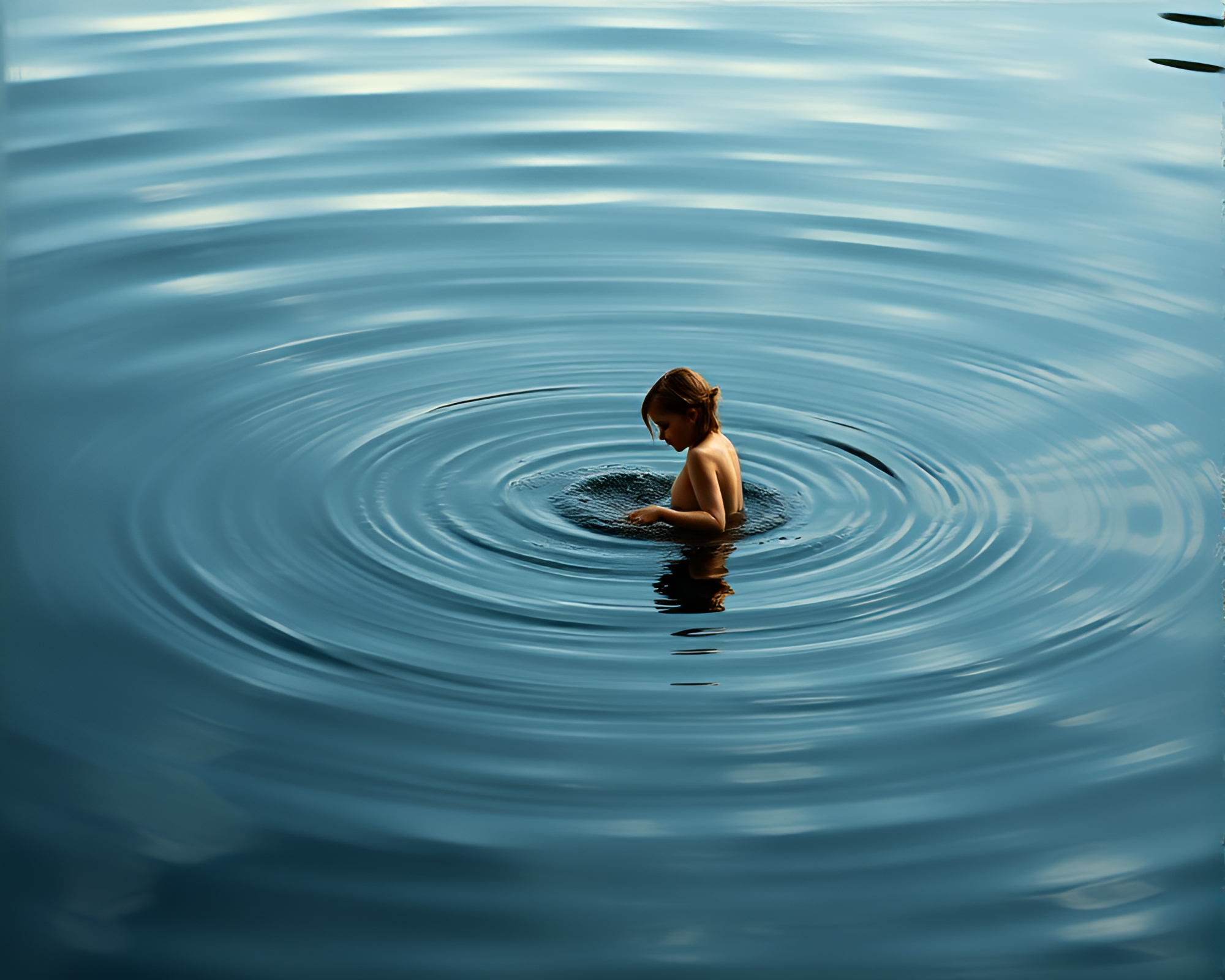 Nymph Ripples: Serene Reflections in Washed-out Tones – free AI stock image