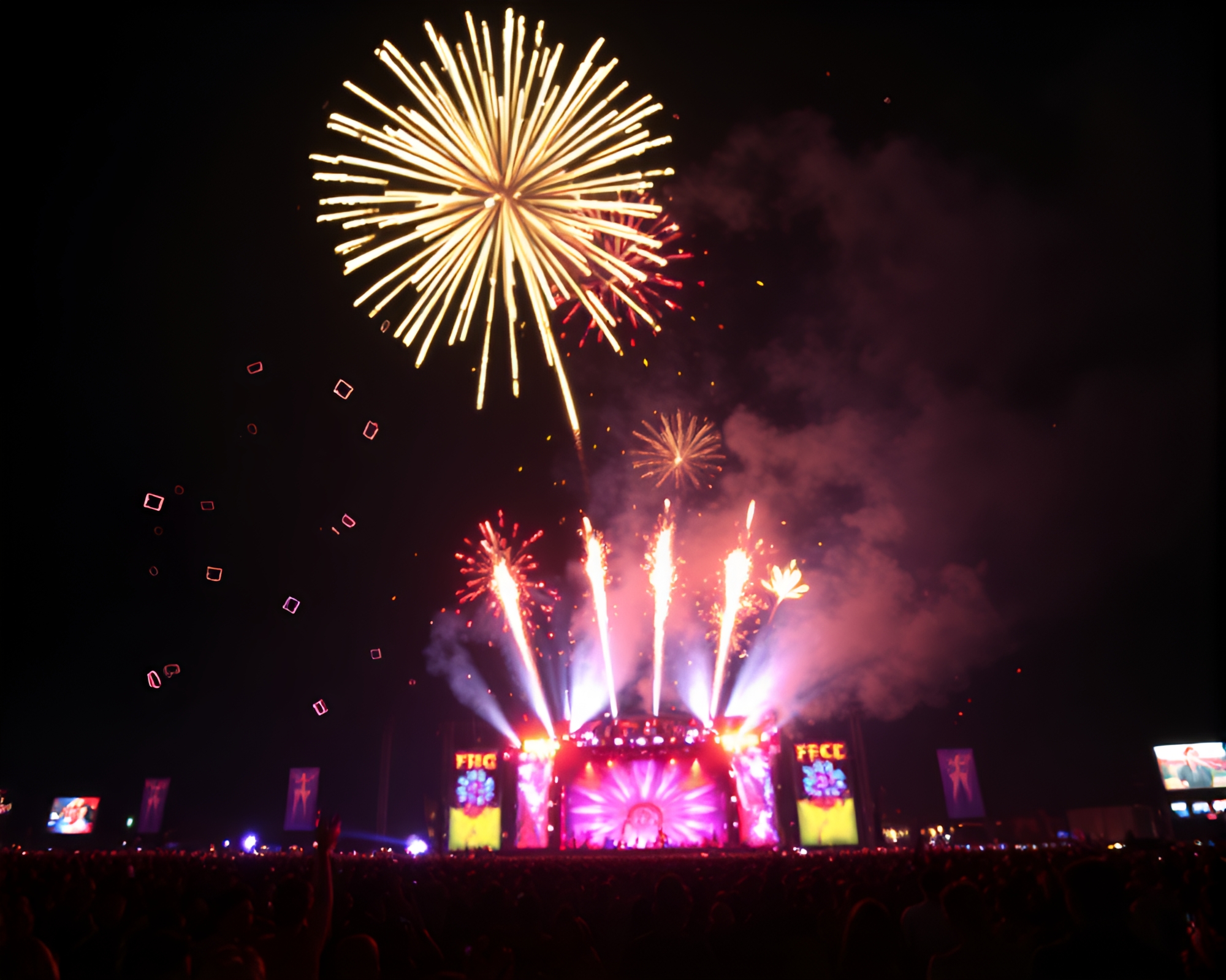 16-bit Stagecoach Parade With Glass Shards Fireworks – free AI stock image