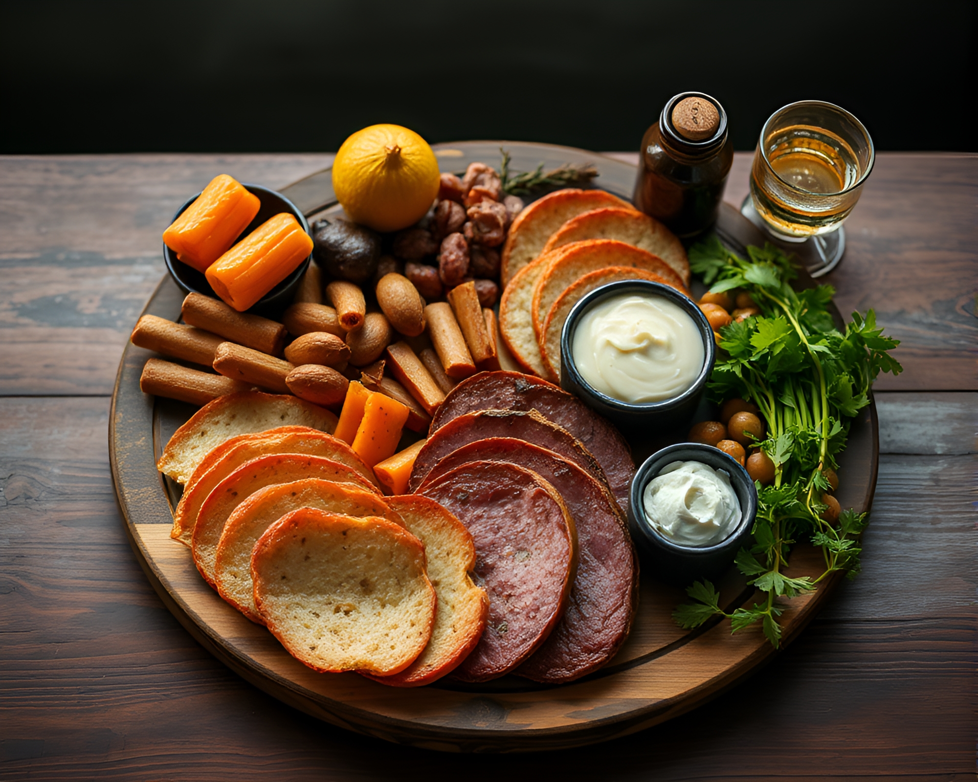 Charcuterie Delight in Copper Tones – free AI stock image