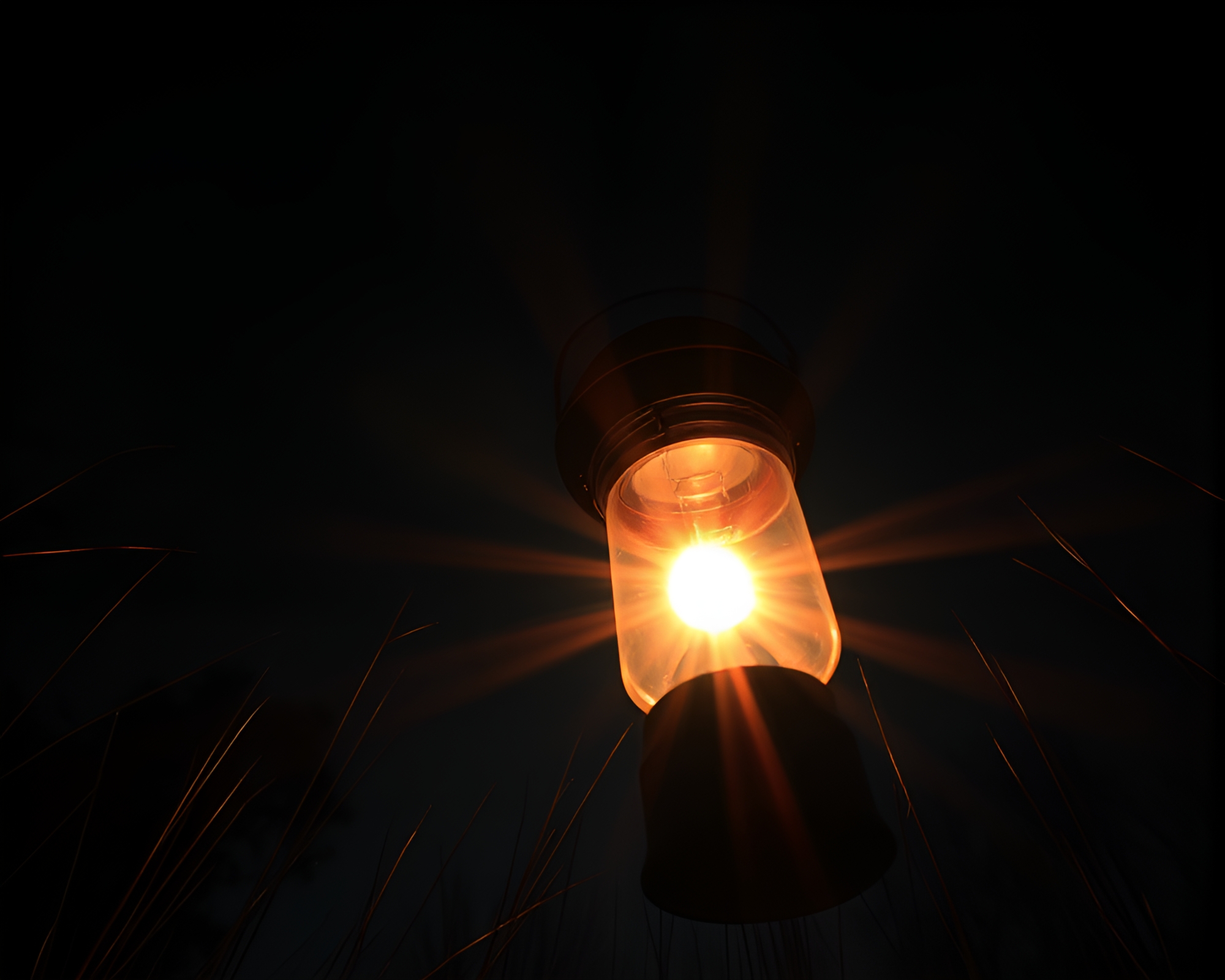 Eerie Noir Oil Lantern Illuminated by Solar Flare Glow – free AI stock image