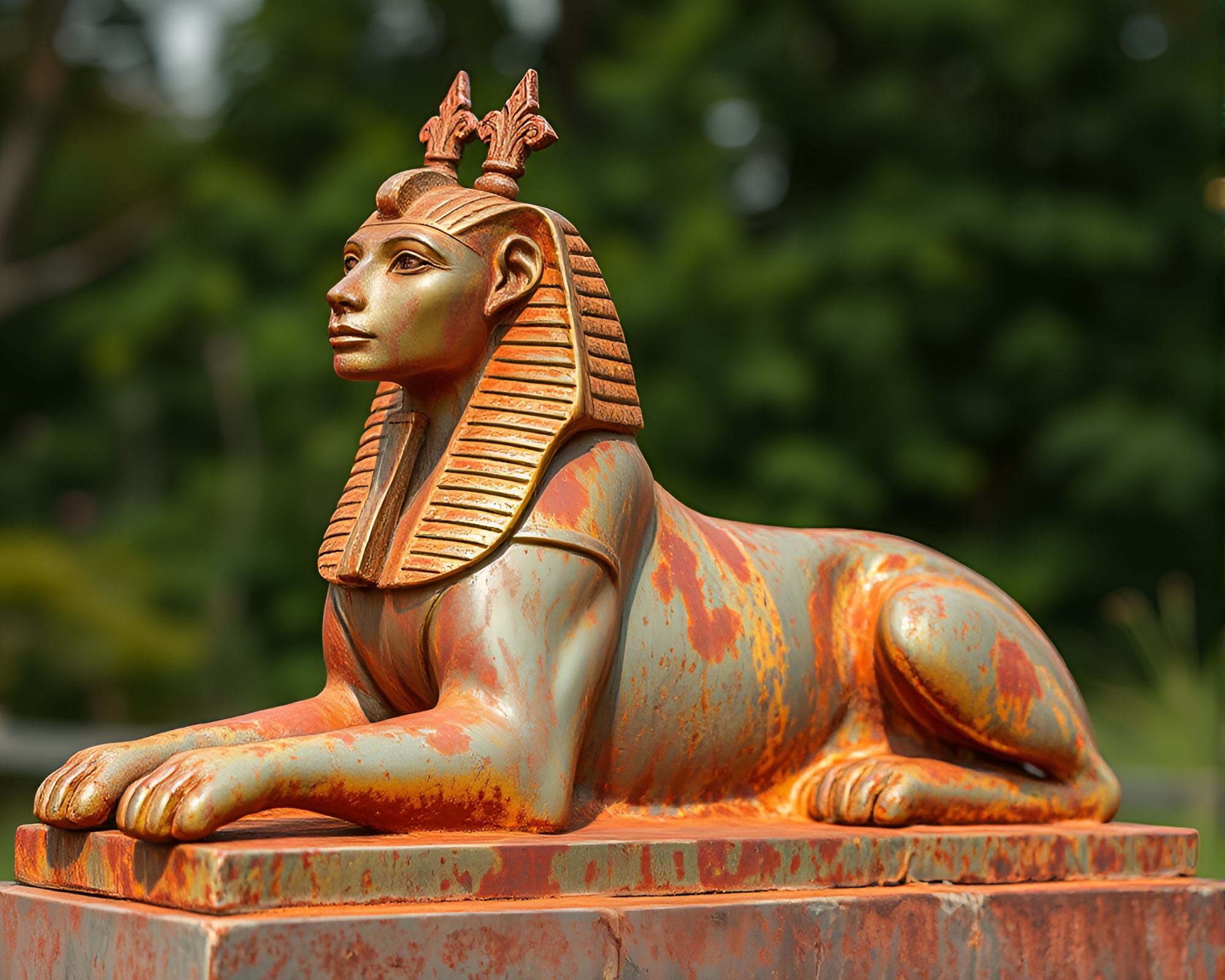 Ancient Sphinx Statue Bathed in God Rays – free AI stock image