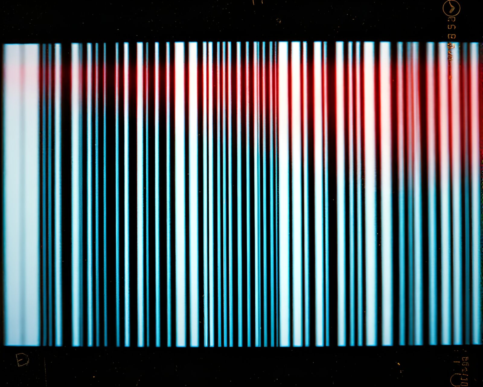 Grainy film mood with intricate barcode stripe in abstract art
