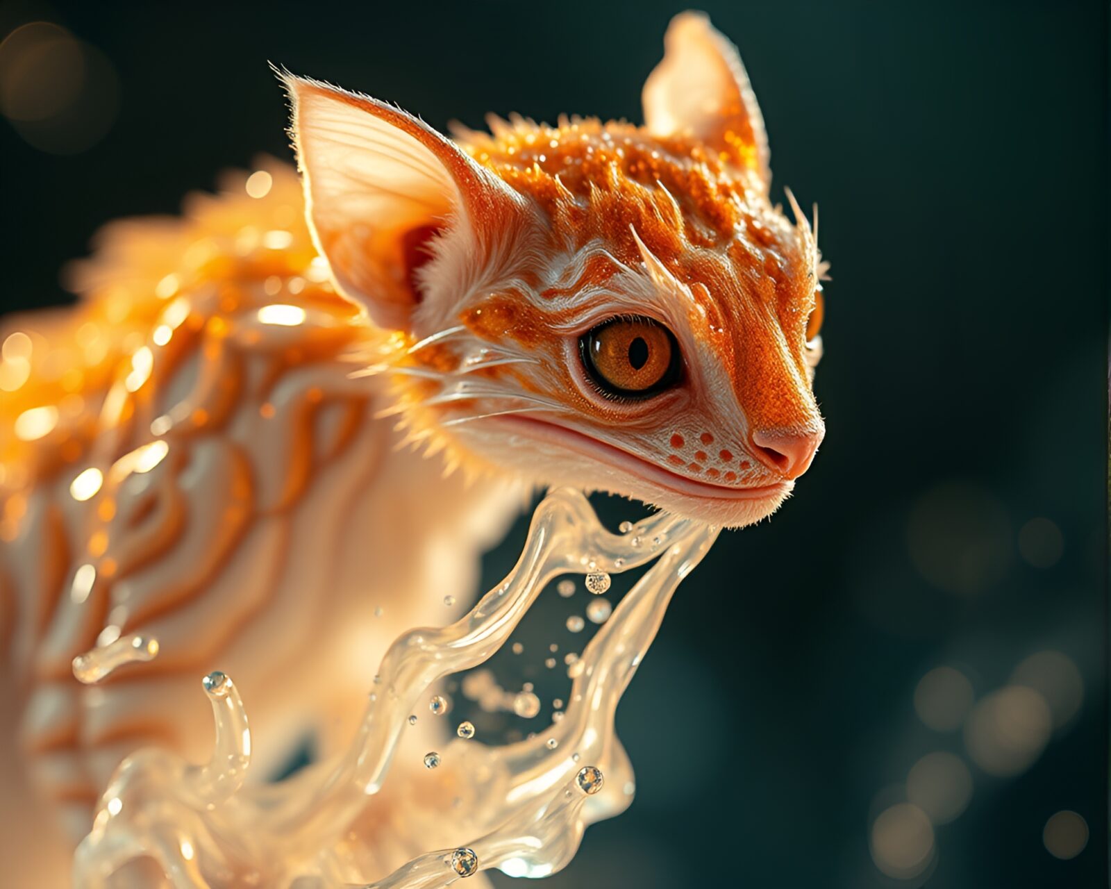 Majestic chimera in a bright, fluid simulation landscape