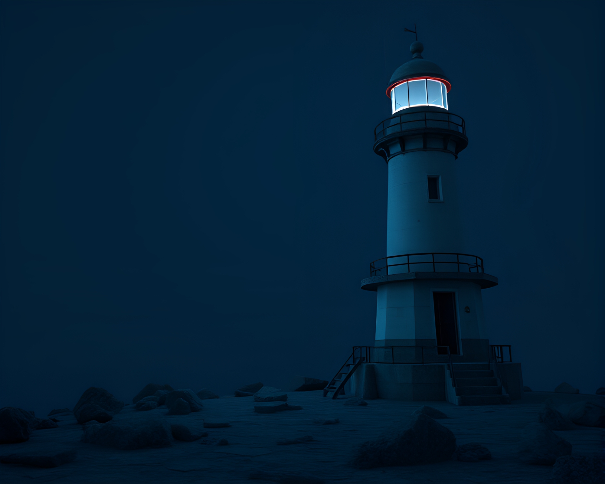 Abandoned Lighthouse Shining in Phosphorescent Glow – free AI stock image