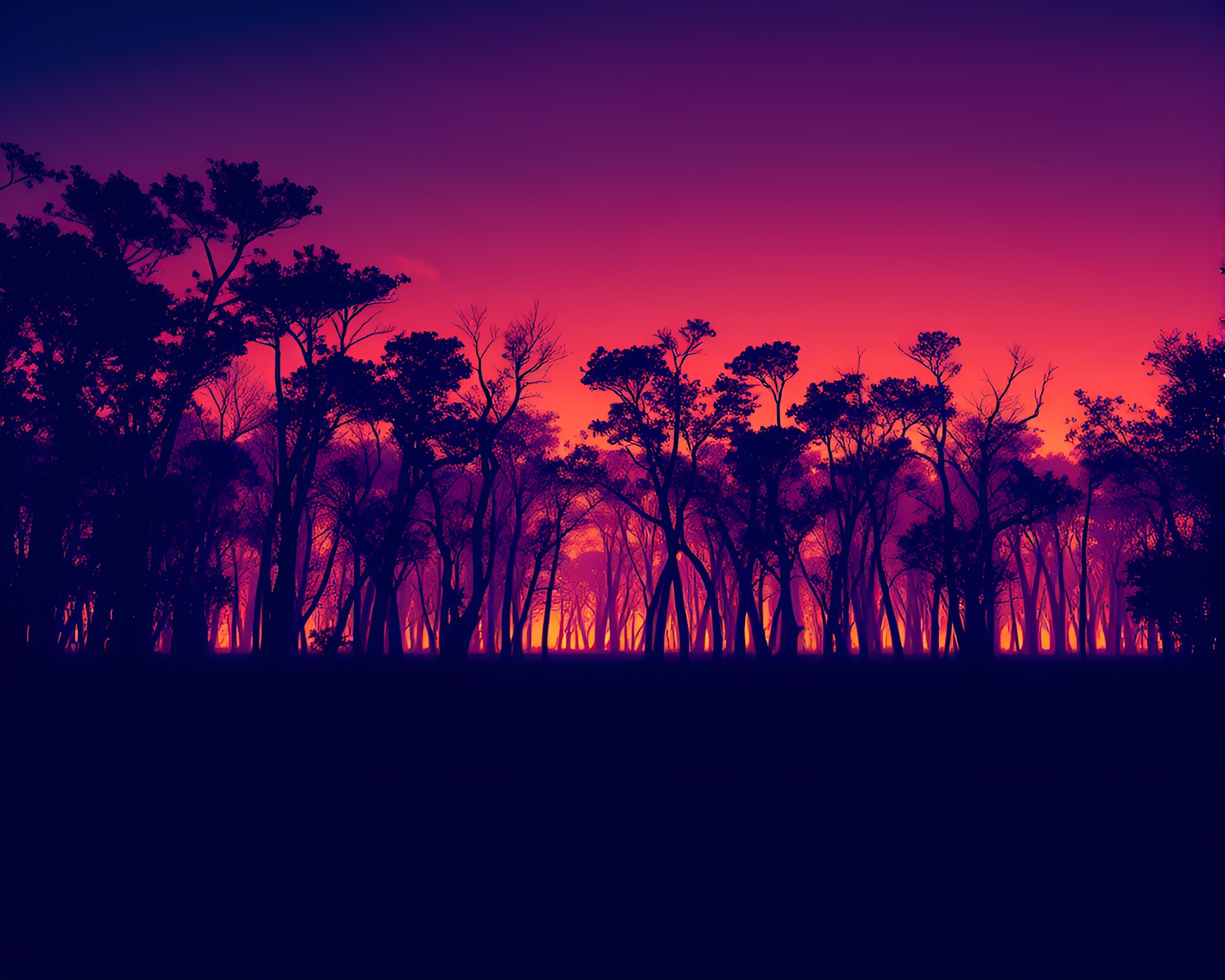 Mangrove Crowd Silhouettes in Thermal Imaging Colors – free AI stock image