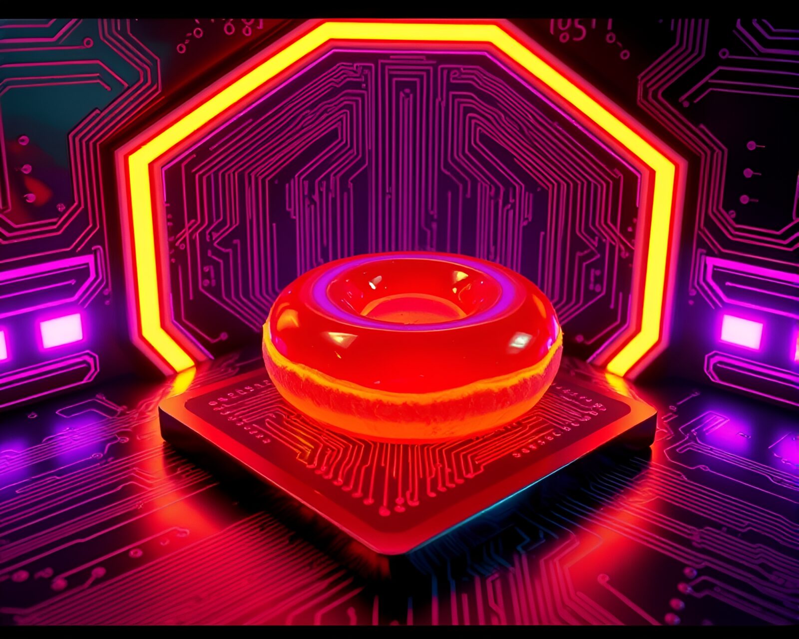 3D scan of intricate circuit board over a throne