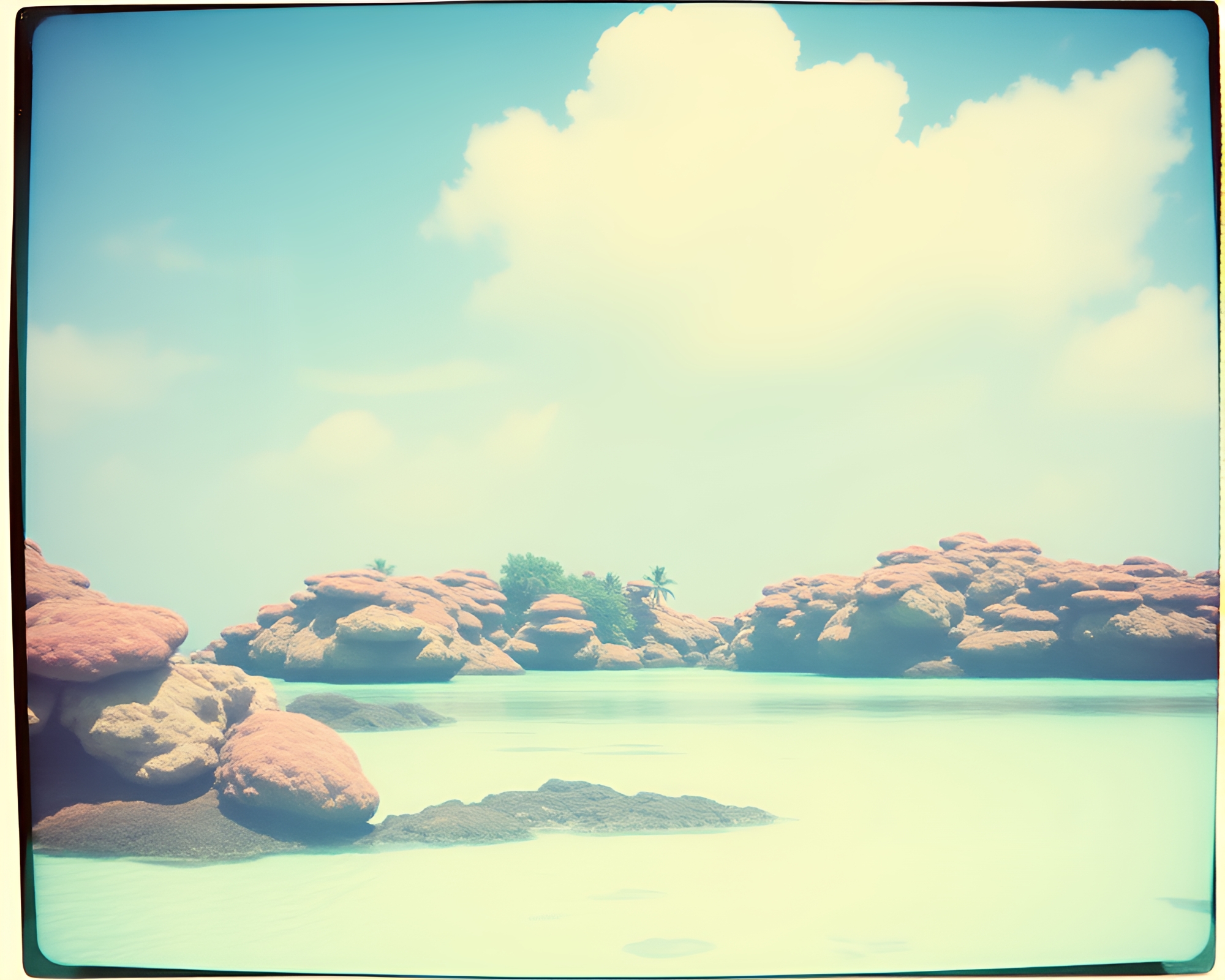 Coral Atoll Double Exposure Voxel Art – free AI stock image