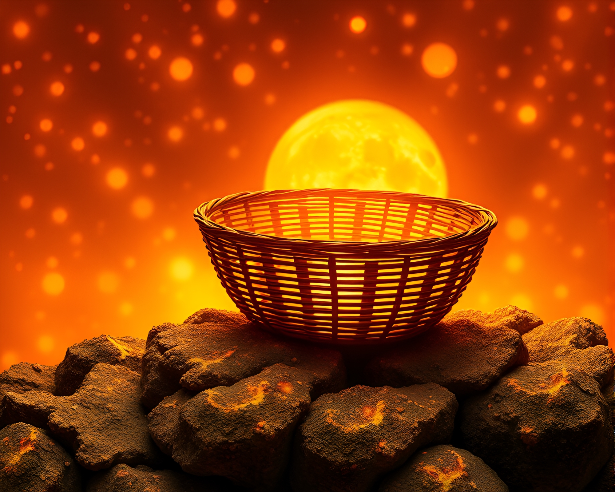 Lichen Textured Dim Sum under Solar Flare – free AI stock image