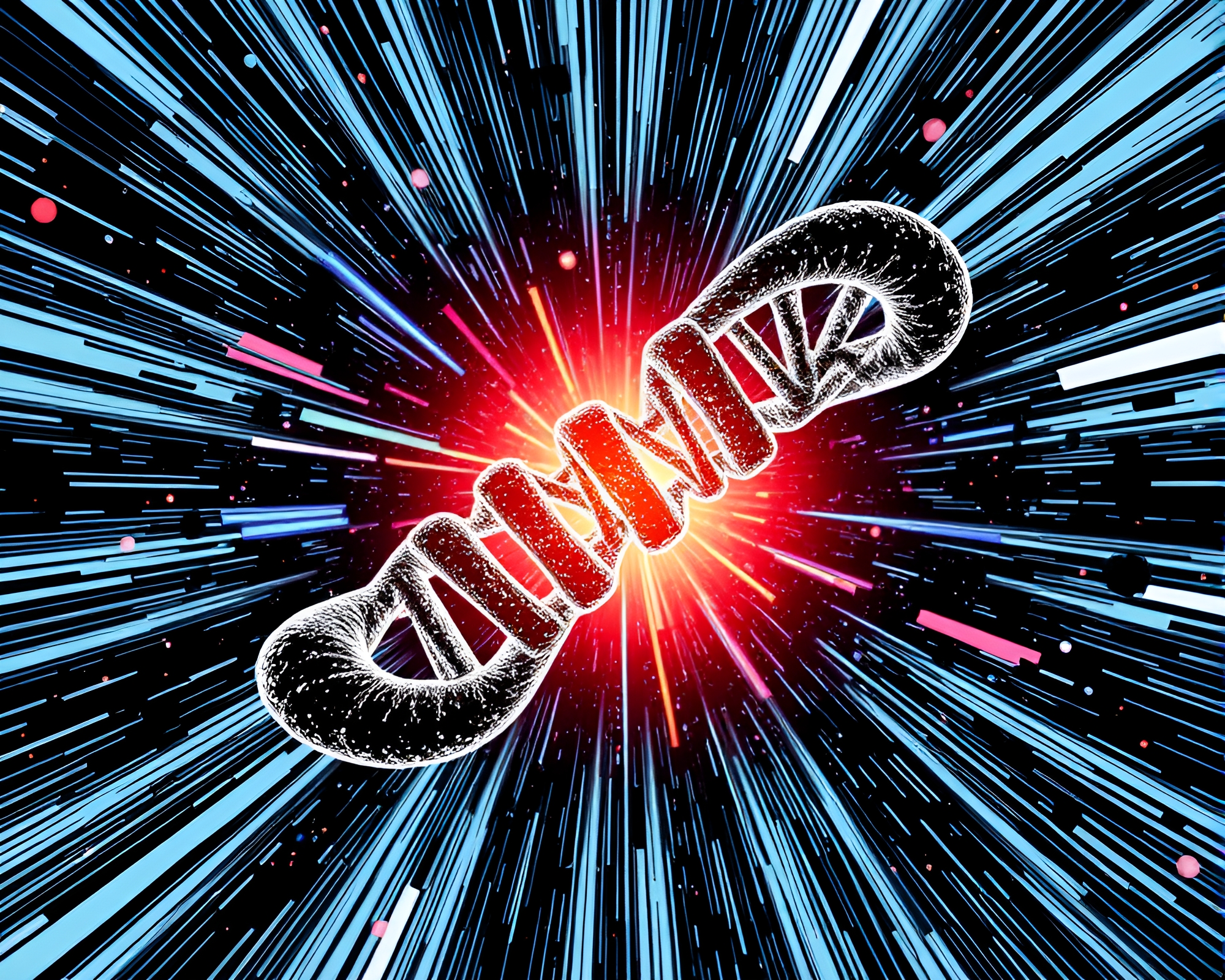 Vibrant Manga DNA Helix Centered Composition – free AI stock image