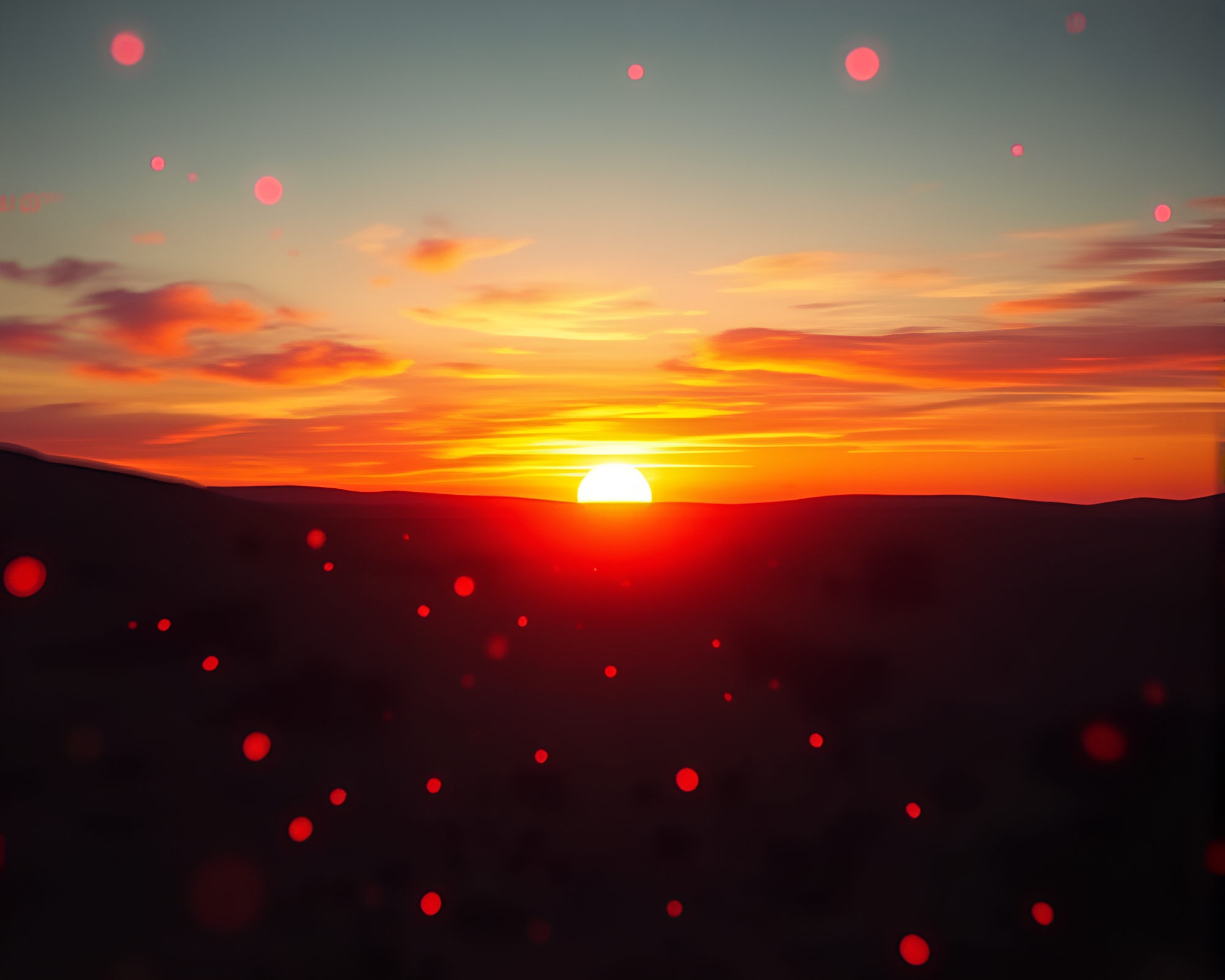 Glitching Embers: Desert Sunset Cinemagraph – free AI stock image