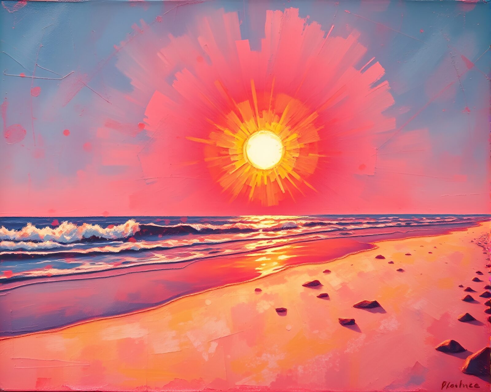 Vivid infrared beach art with lens flare