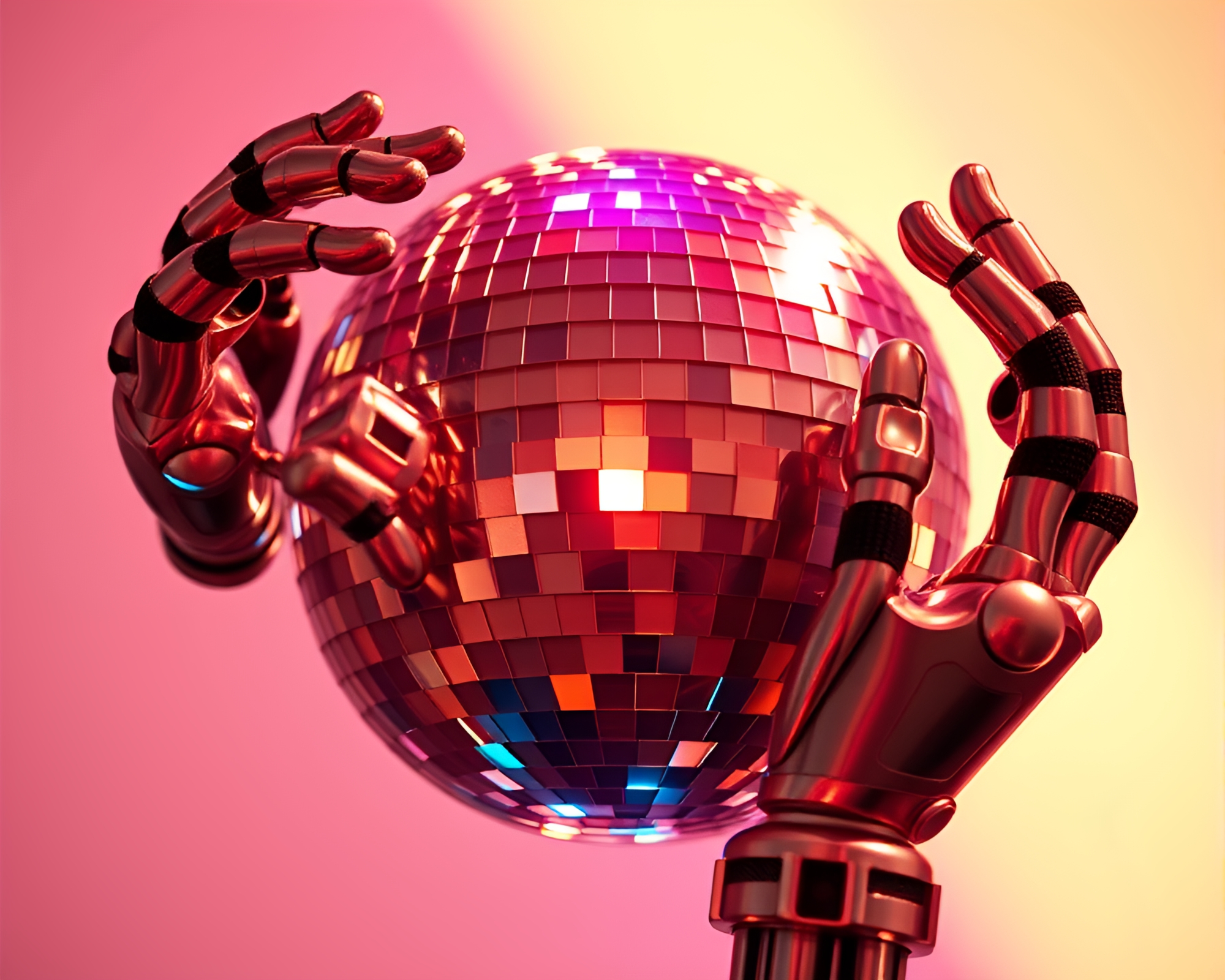 Mirror Symmetry Robotic Arm Disco Ball Glimmer – free AI stock image