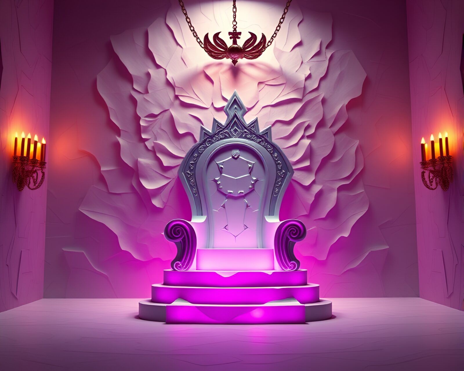 Majestic necklace glowing in throne room ambiance
