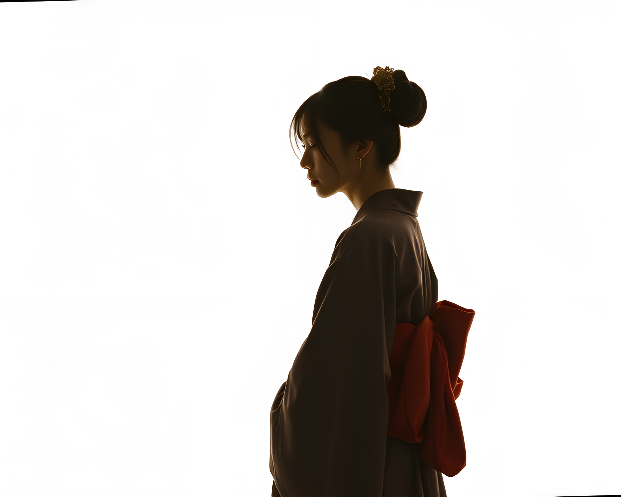 Minimalist Silk Kimono Portrait in Expired Film Style – free AI stock image
