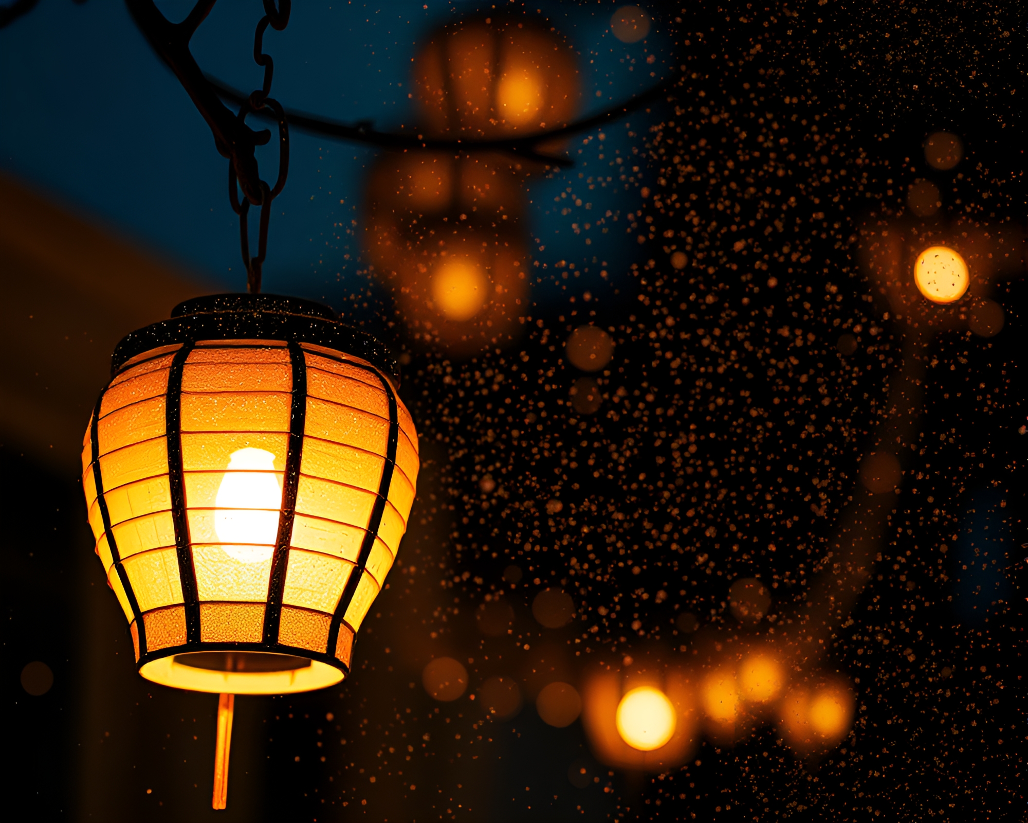 Paper Lanterns in Glittering Dust Collage Composition – free AI stock image