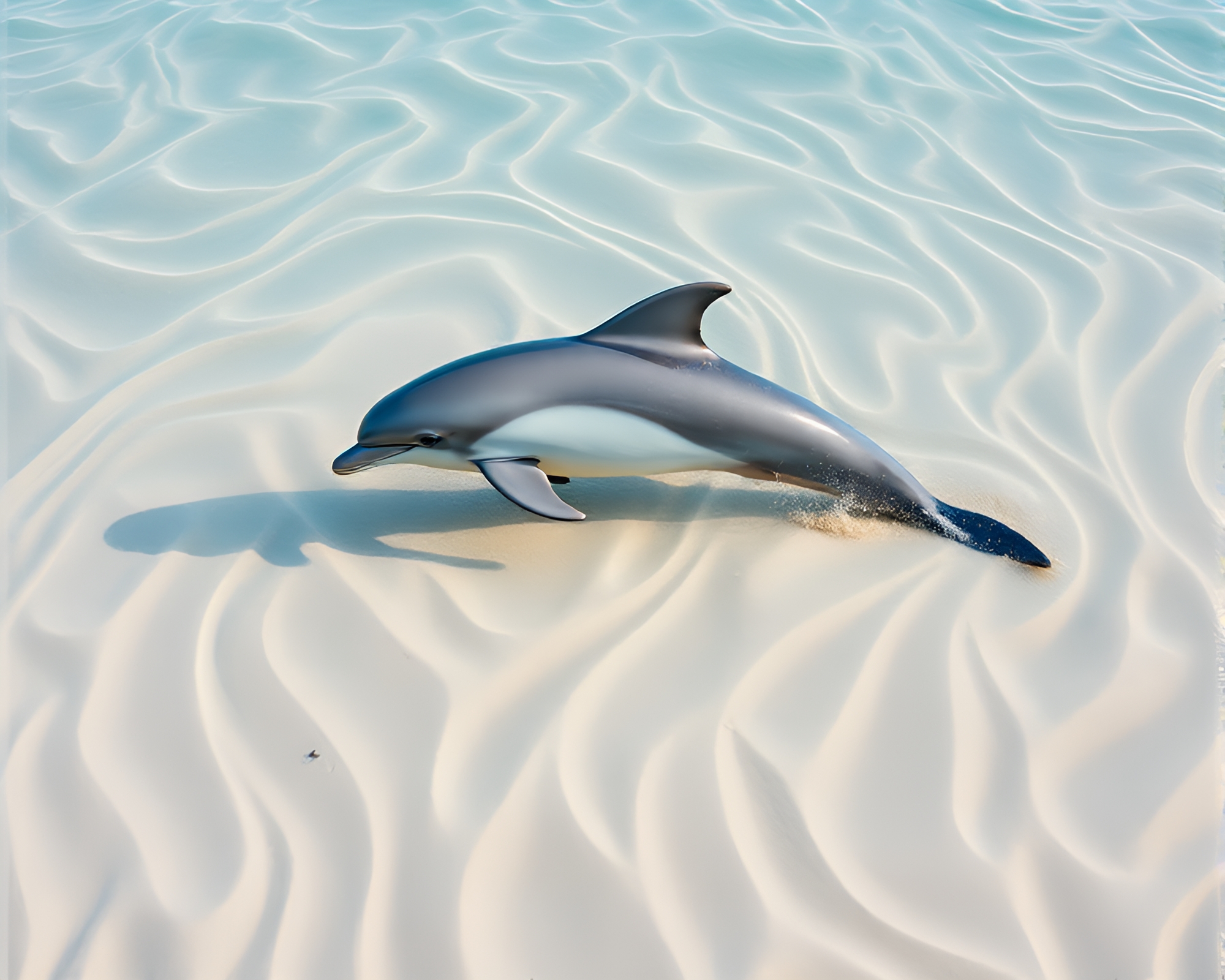 Dolphin in Ocean Swirls: Telephoto Photography Masterpiece – free AI stock image