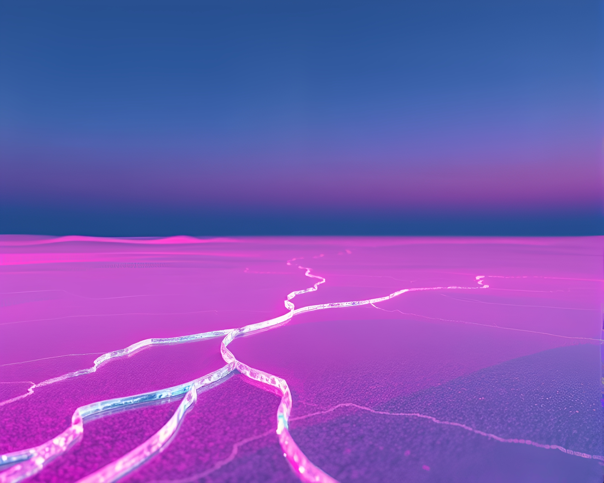 Neon Murano Glass Oasis in Ice Reflection Crack – free AI stock image