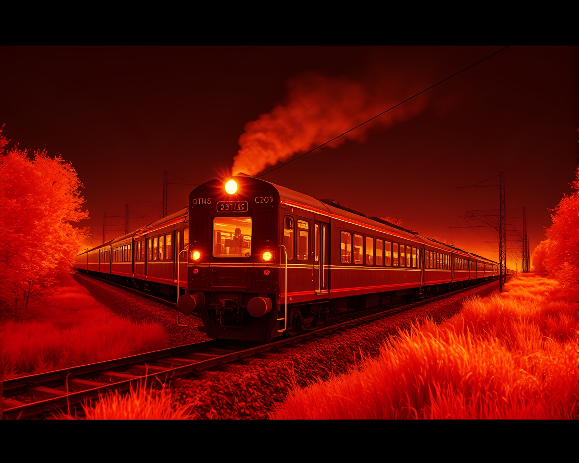 Fractal Train Ride Through Infrared Wonderland – free AI stock image