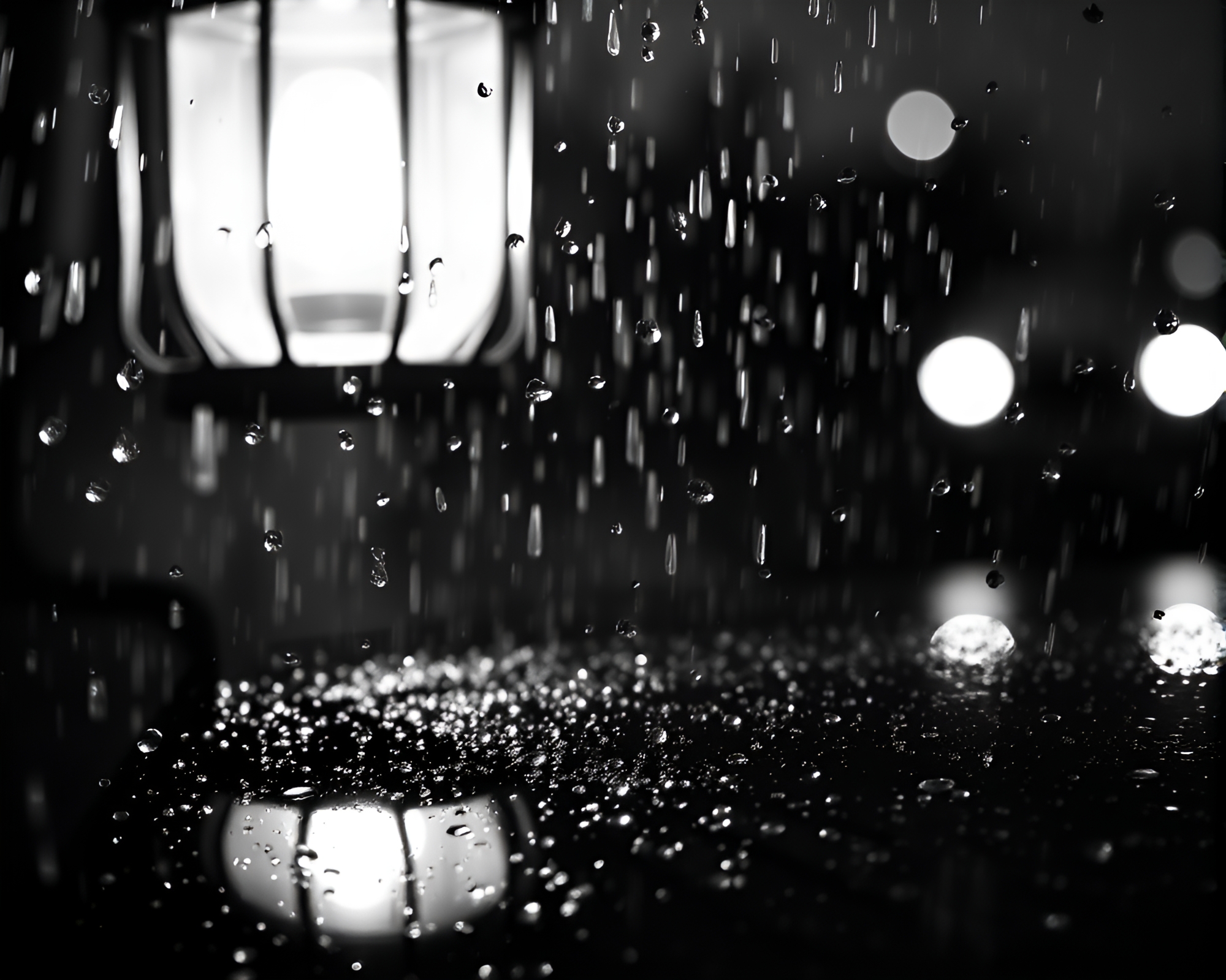 Hover Car in Lantern-Lit Rain Droplets – free AI stock image