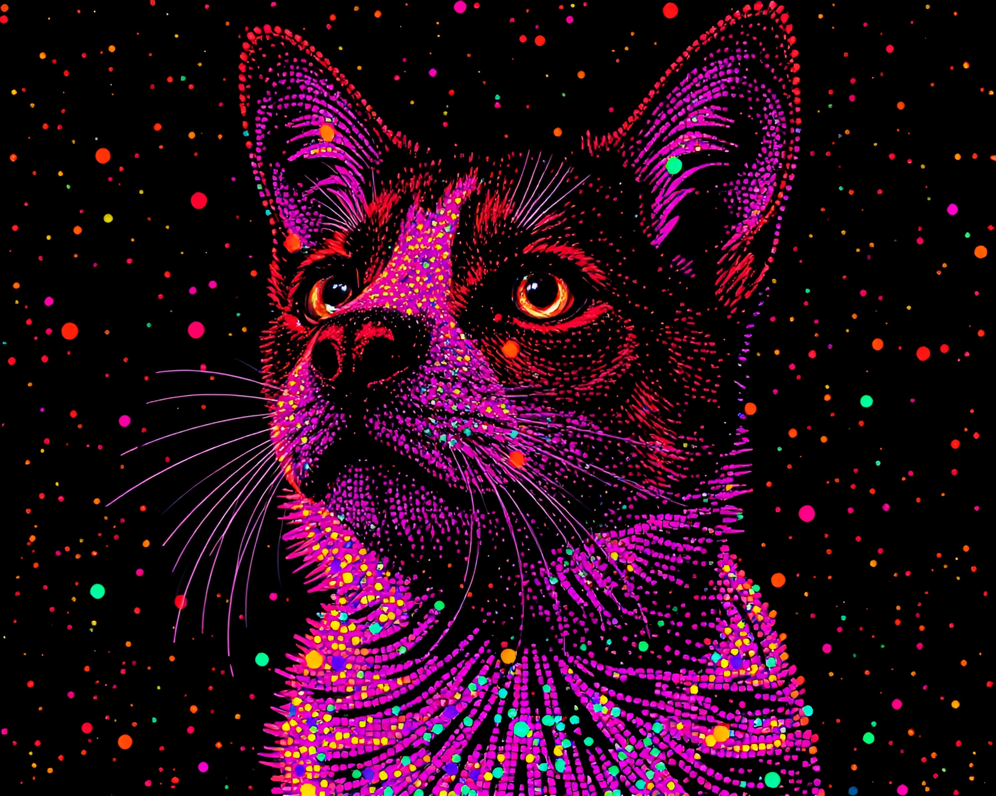 Holographic Pet in Splatter Dot Matrix – free AI stock image