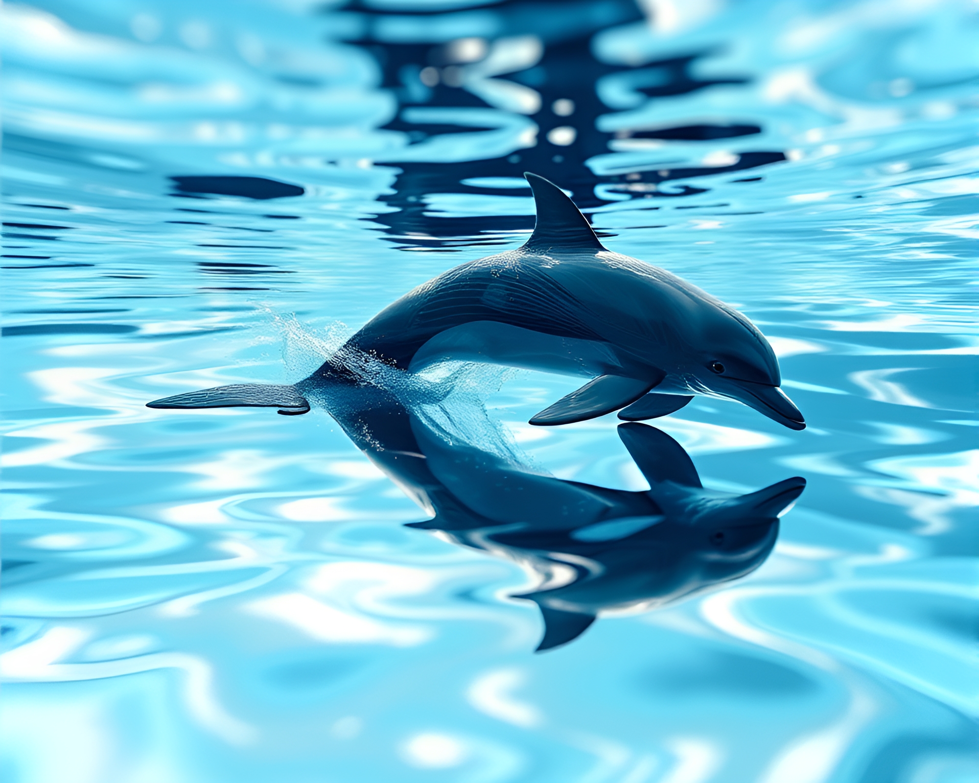Majestic Dolphin Silhouette Reflecting in Moonlit Waters – free AI stock image