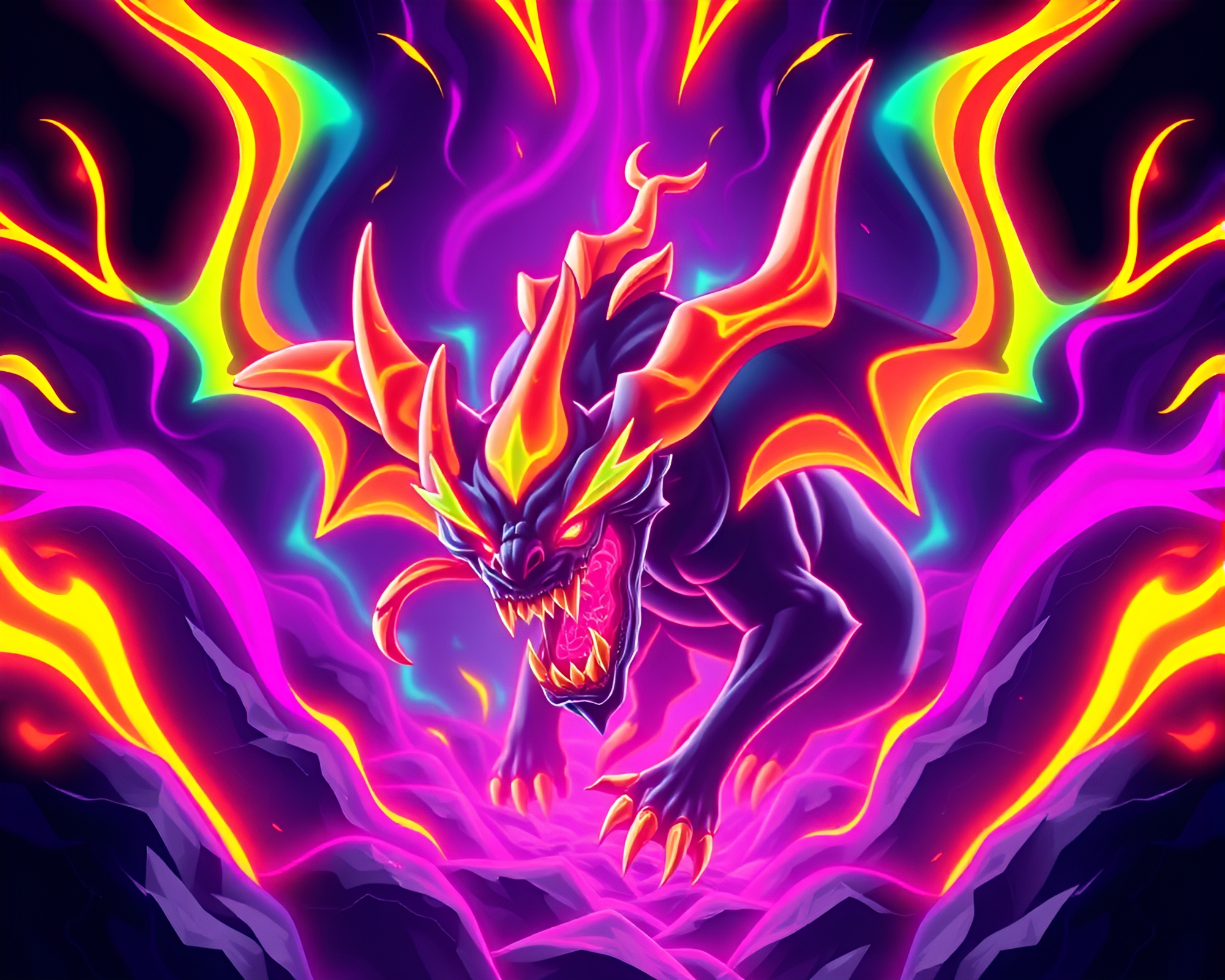 Neon Cerberus Spiral: Skeuomorphic Vortex Twist – free AI stock image