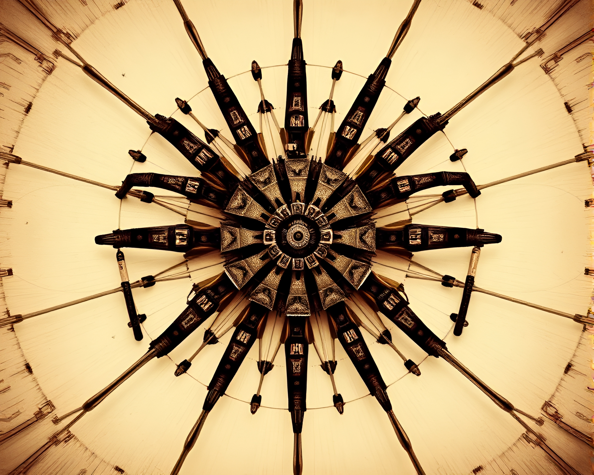 Mechanical Spider in Radial Symmetry Steampunk Environment – free AI stock image