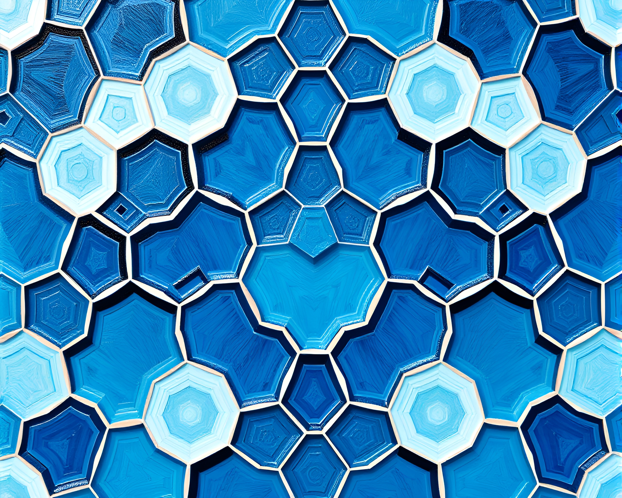 Arctic Hexagonal Layers: Palette Knife Optical Illusion – free AI stock image