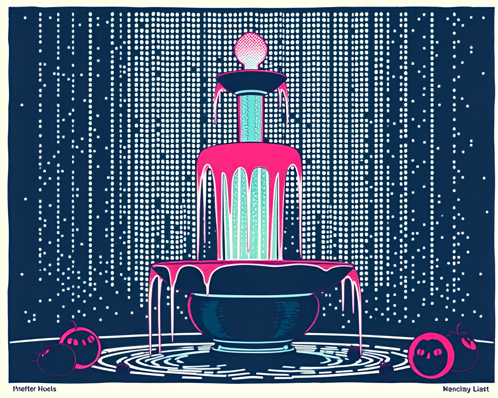 LED Chocolate Fountain Illuminated in Jewel Tones – free AI stock image