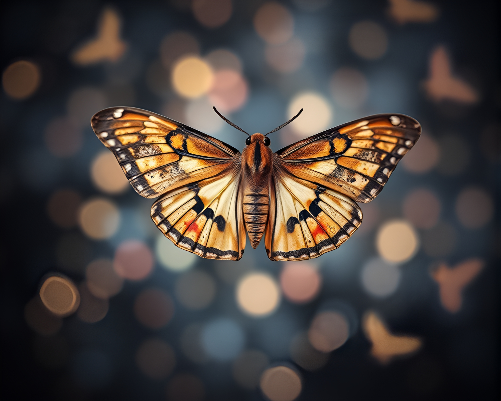 Whimsical Moth Collage in Motion Blur Matte Finish – free AI stock image