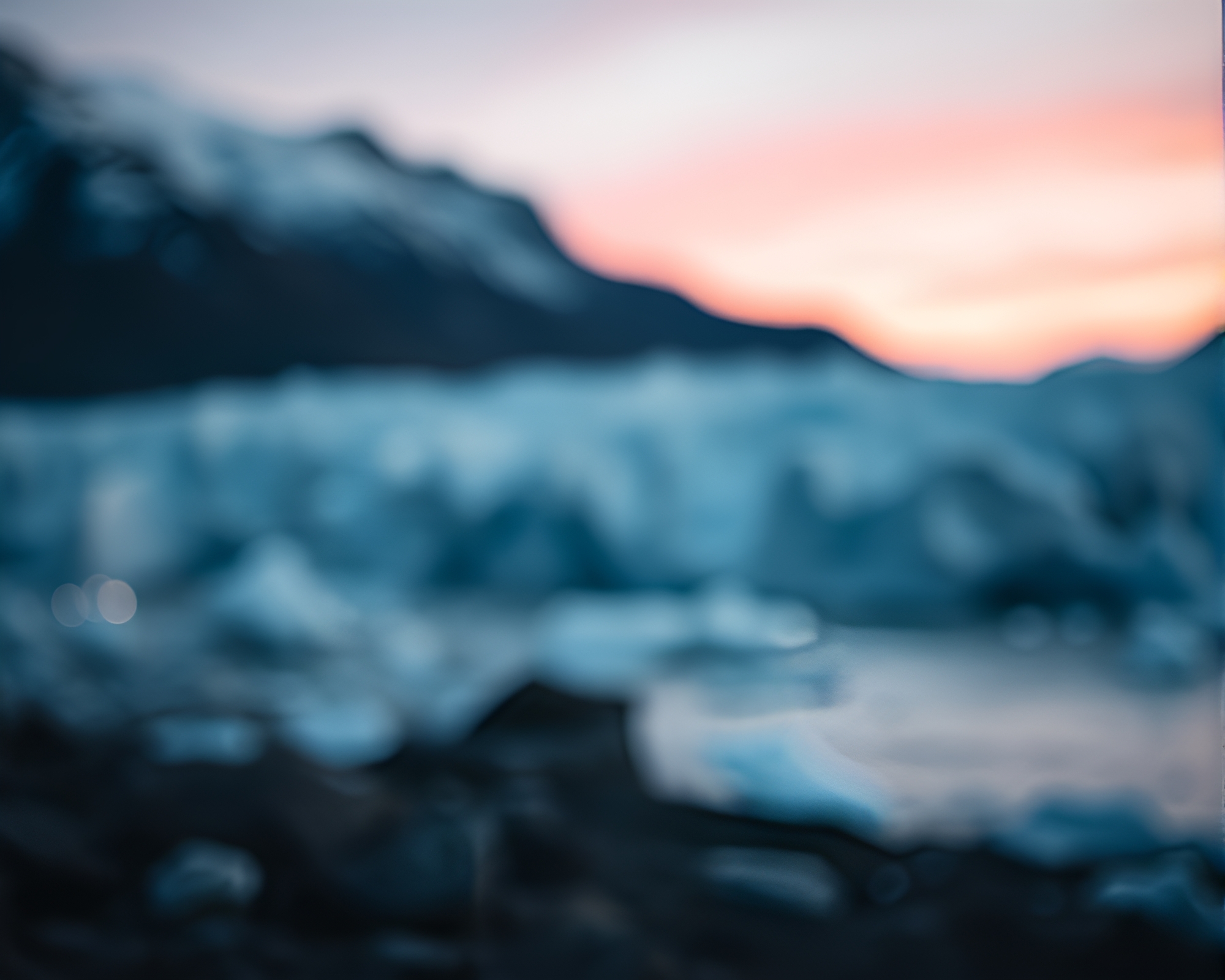 Glacial Serenity: Bokeh Foreground in Polar Twilight – free AI stock image