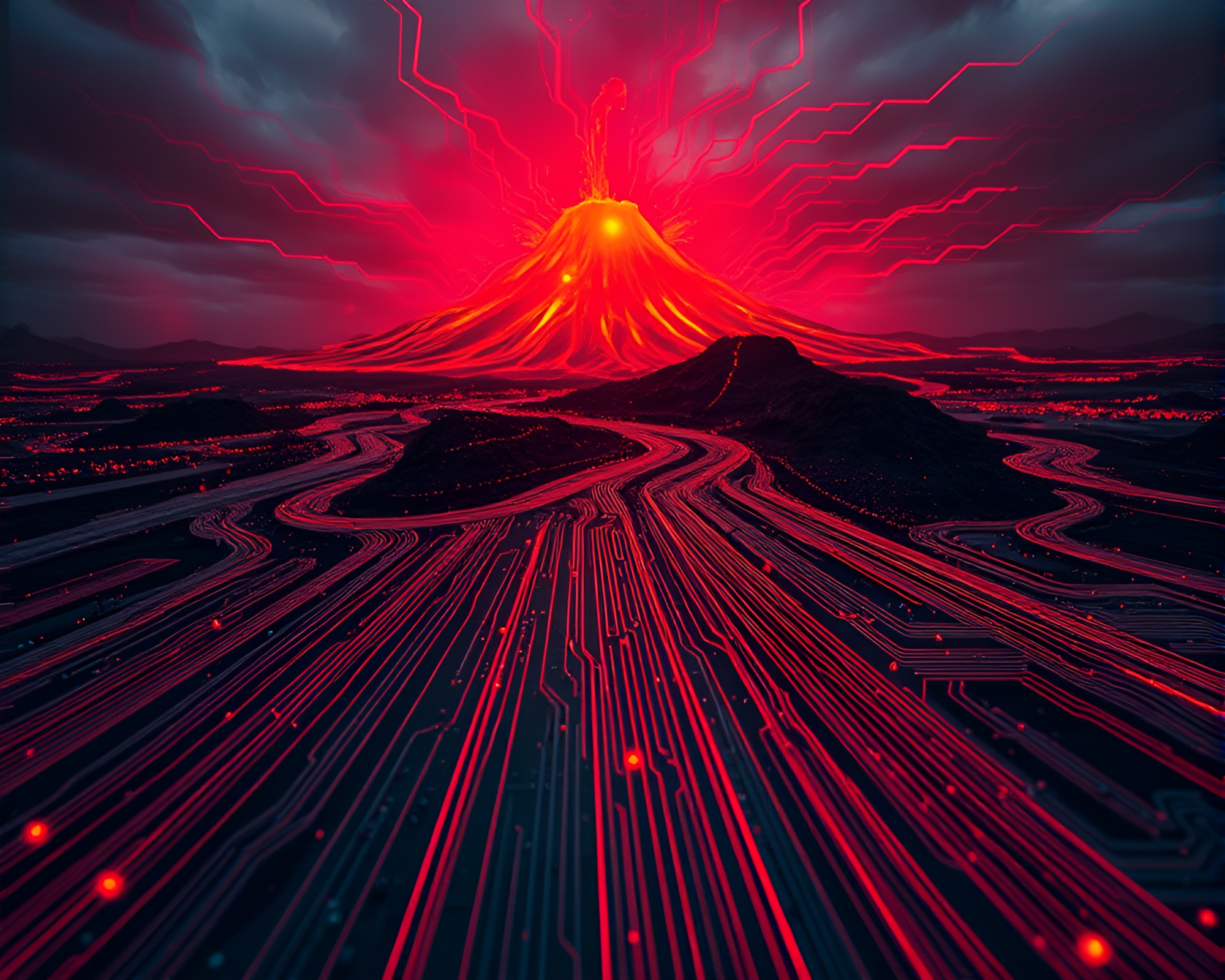 Surreal Circuit Board Dreamscape – free AI stock image