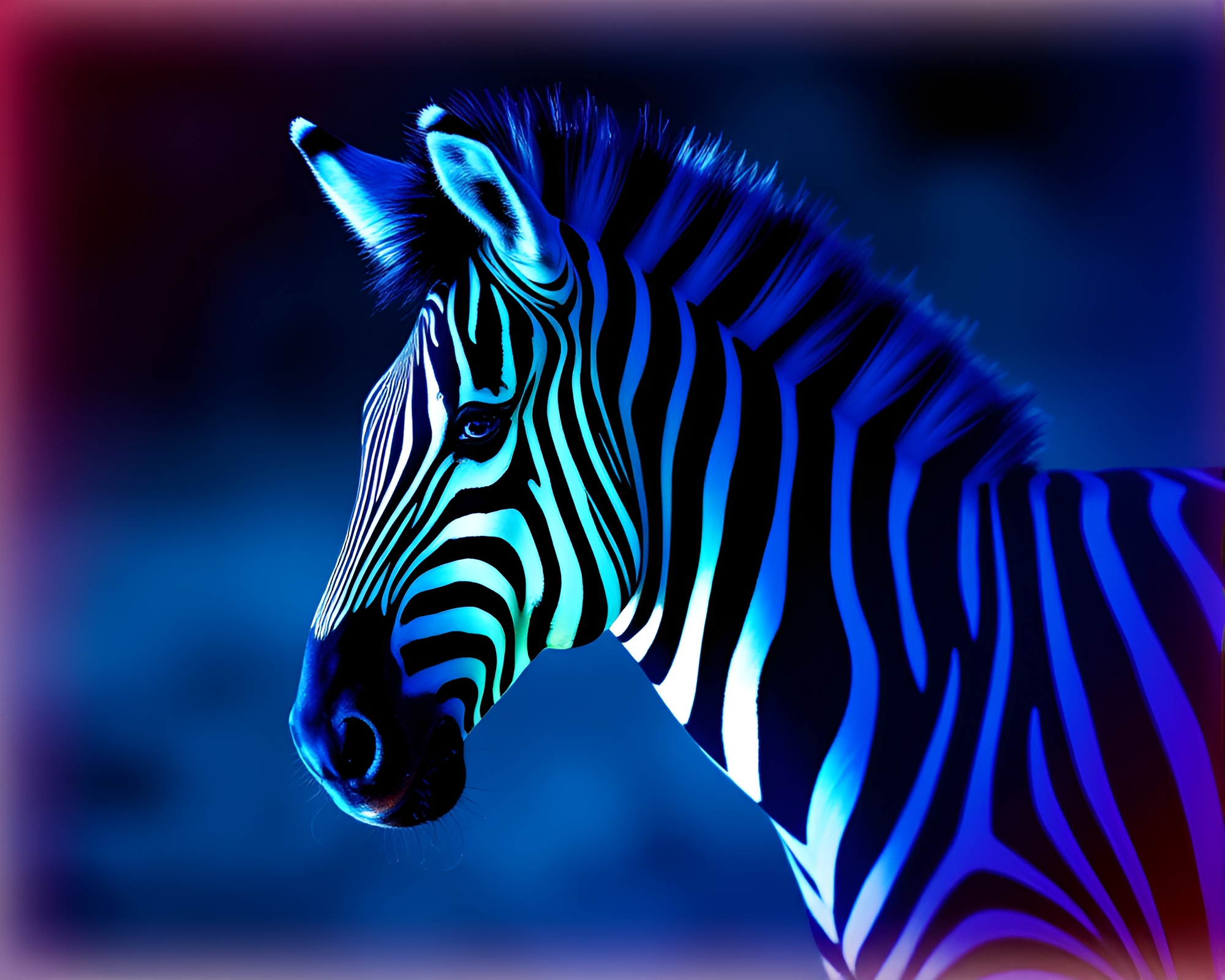 Phosphorescent Vector Zebra in Miniature World – free AI stock image