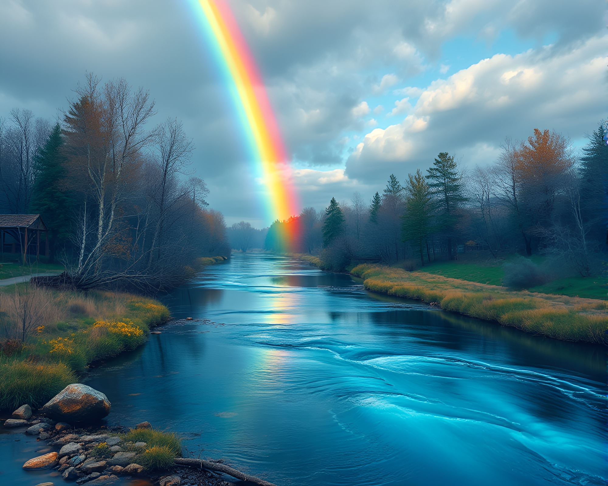 Savage River Rainbow Refraction: Neural Style Masterpiece – free AI stock image