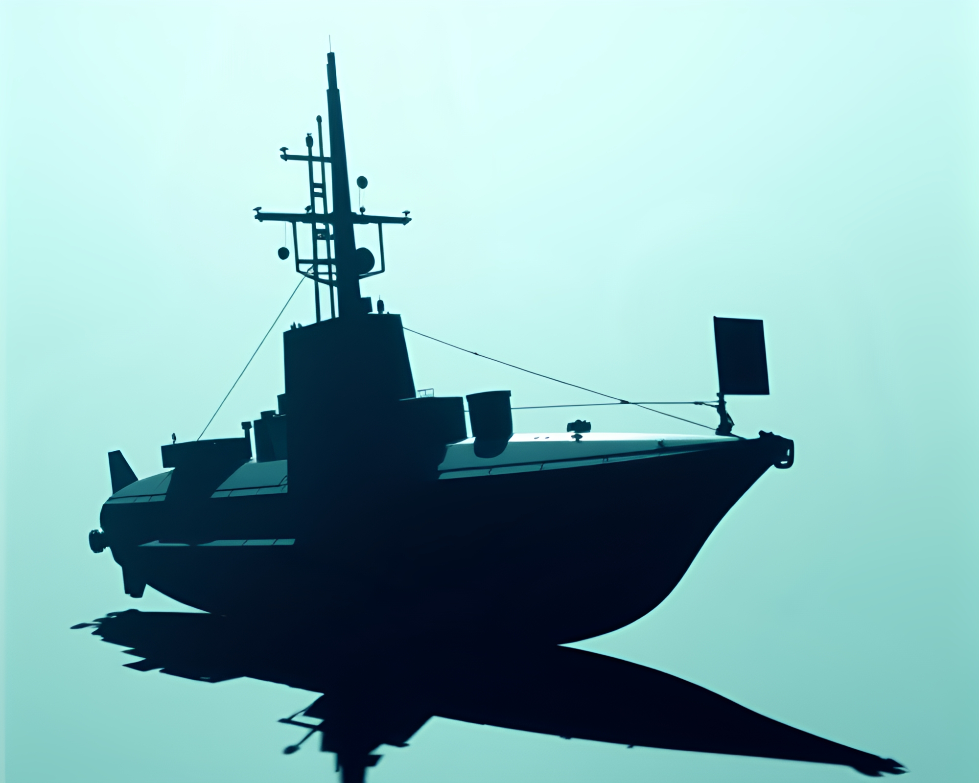 Ethereal Submarine Dive with Voxel Shadows – free AI stock image