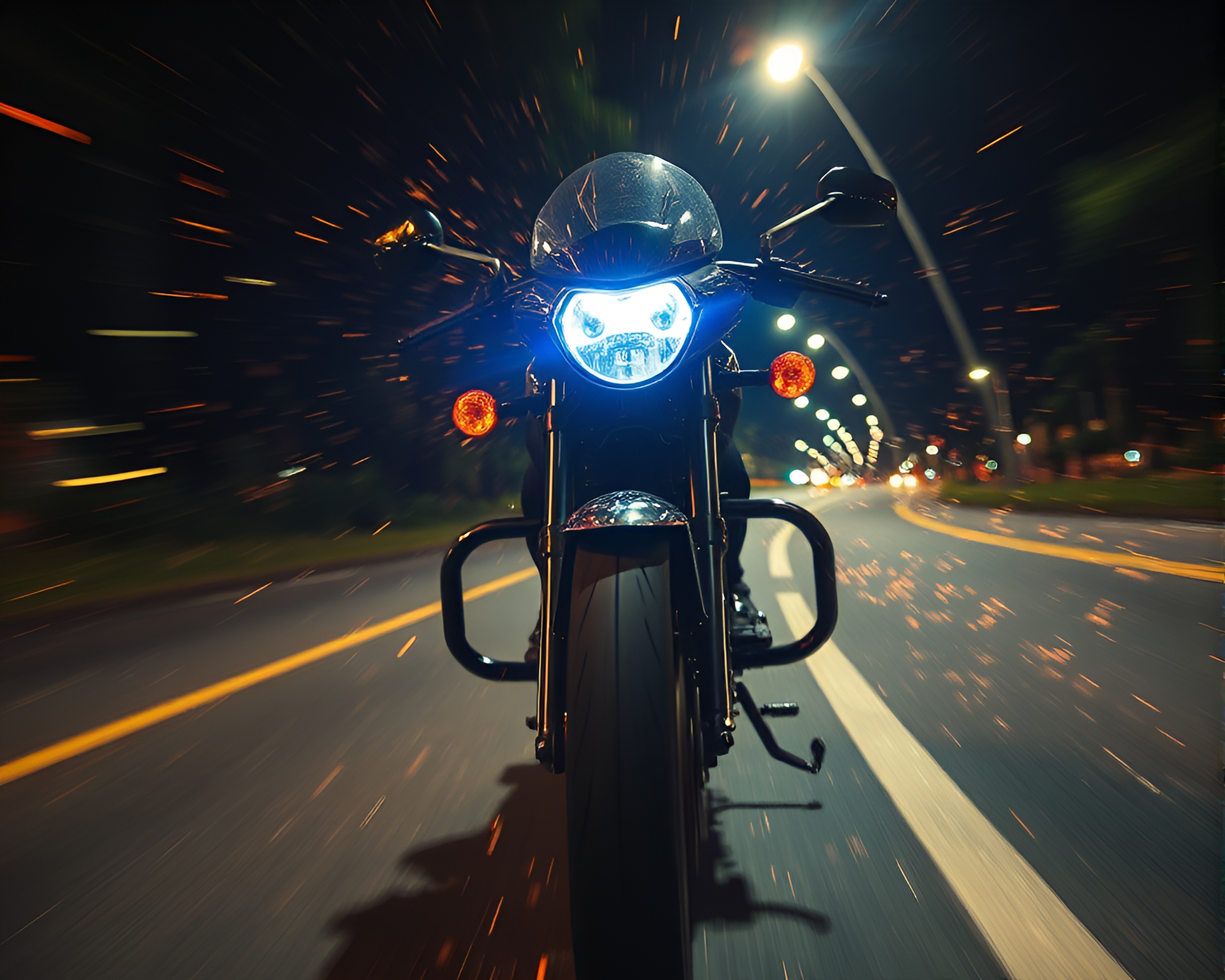 Dynamic Motorcycle Adventure with Glitter Dust Sparkle – free AI stock image