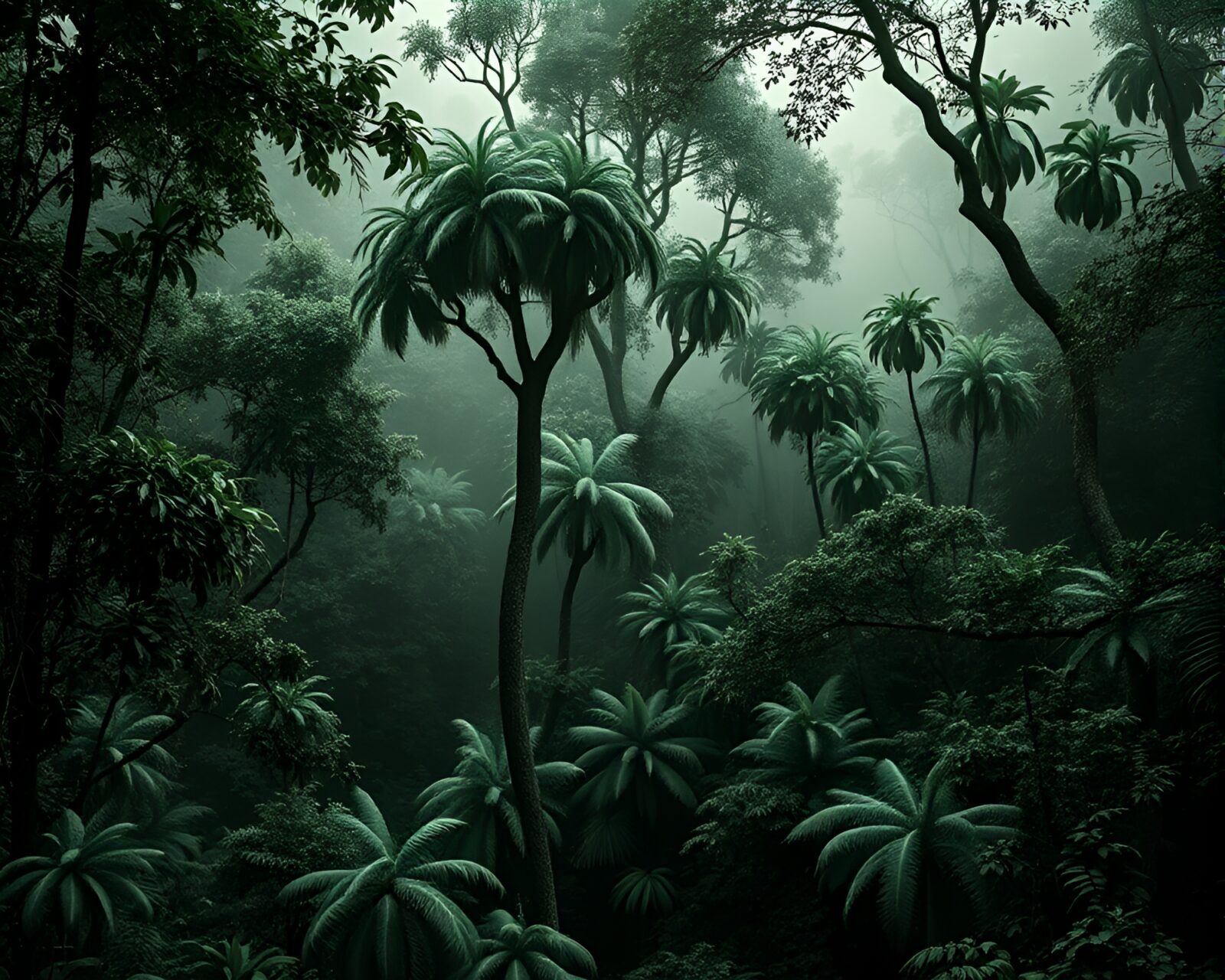 Monochrome mosaic crown in lush green rainforest setting