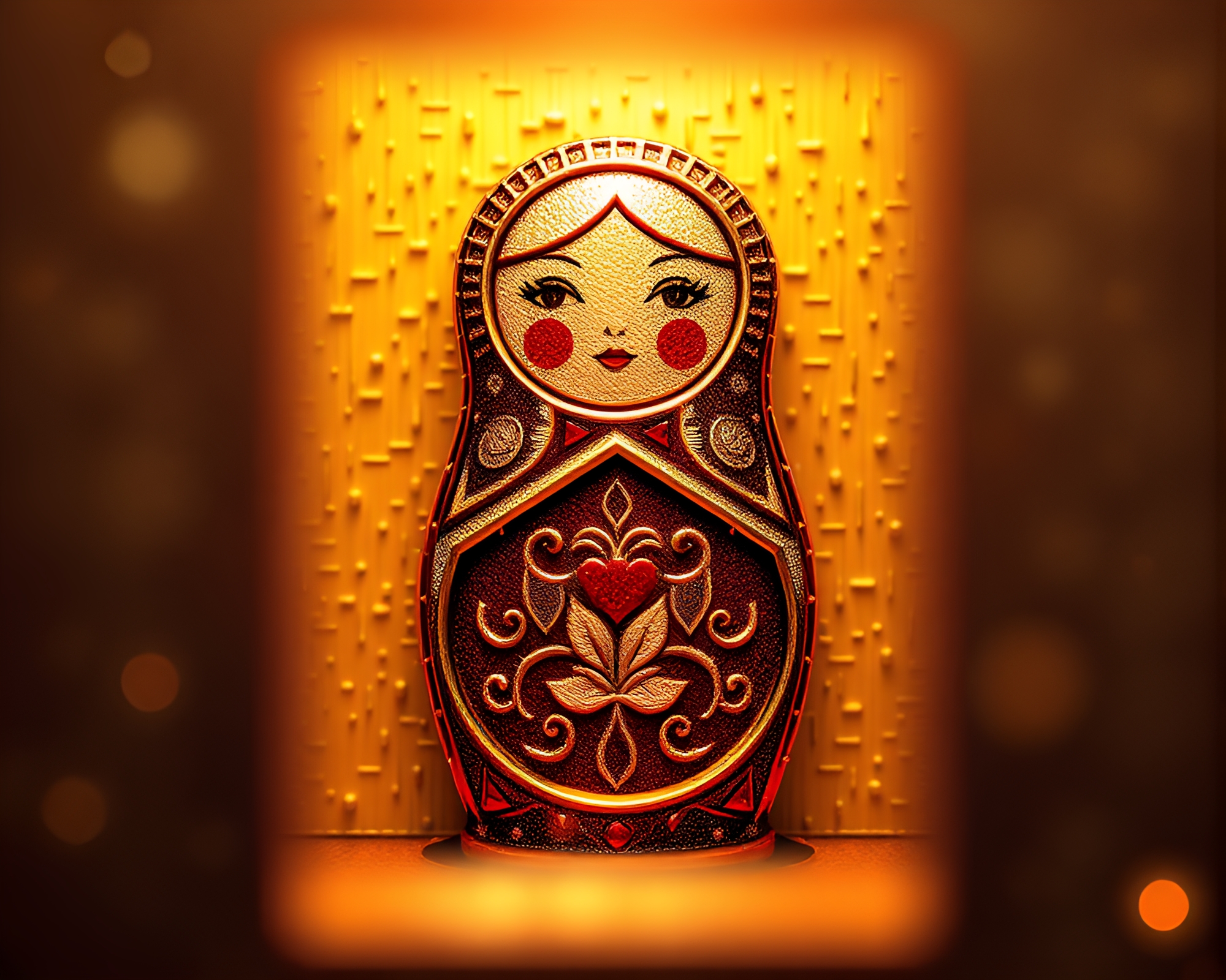 Voxel Art Matryoshka Doll with Metallic Sheen – free AI stock image