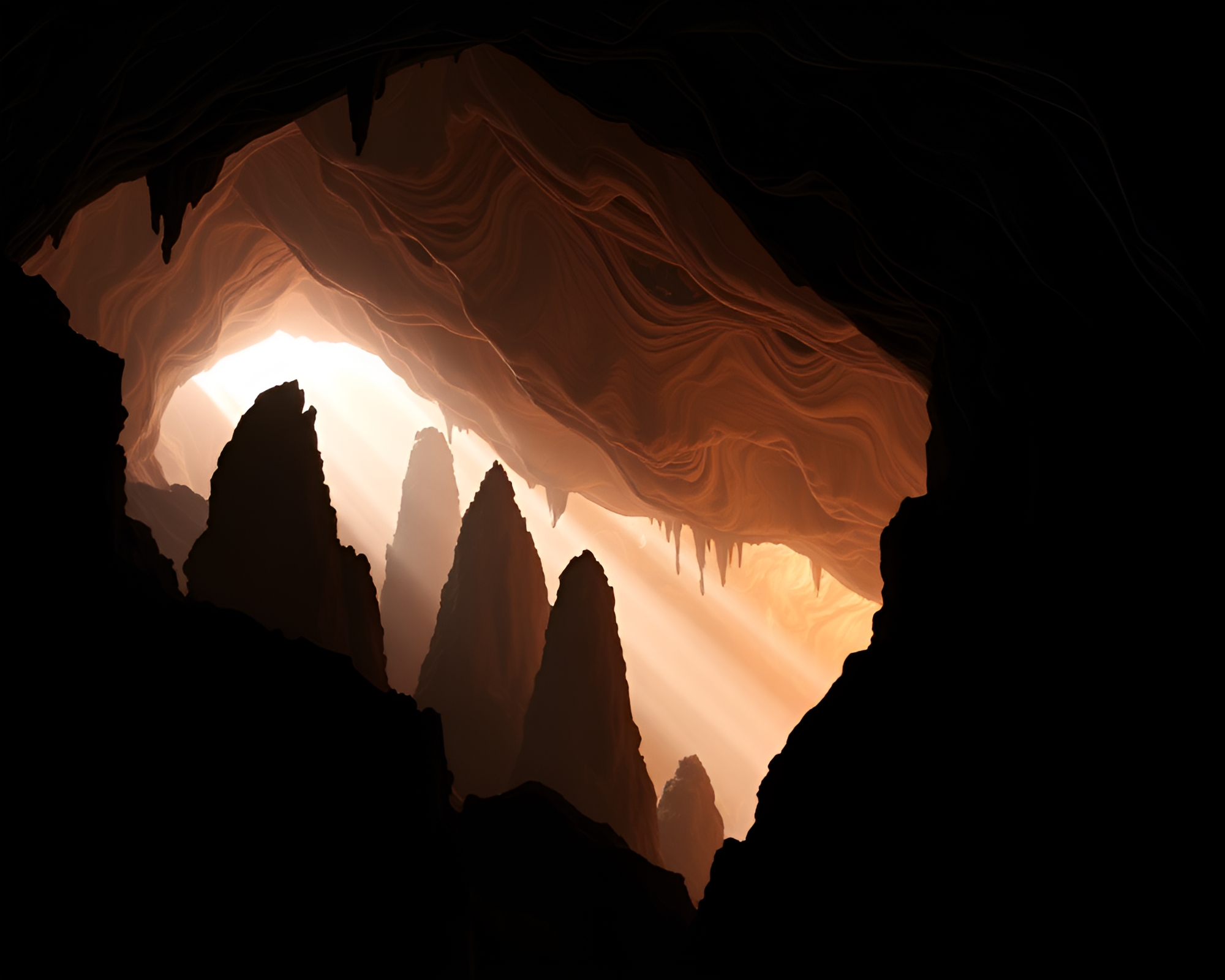 Stalactite Calligraphy: Shadows in Fabric Folds – free AI stock image