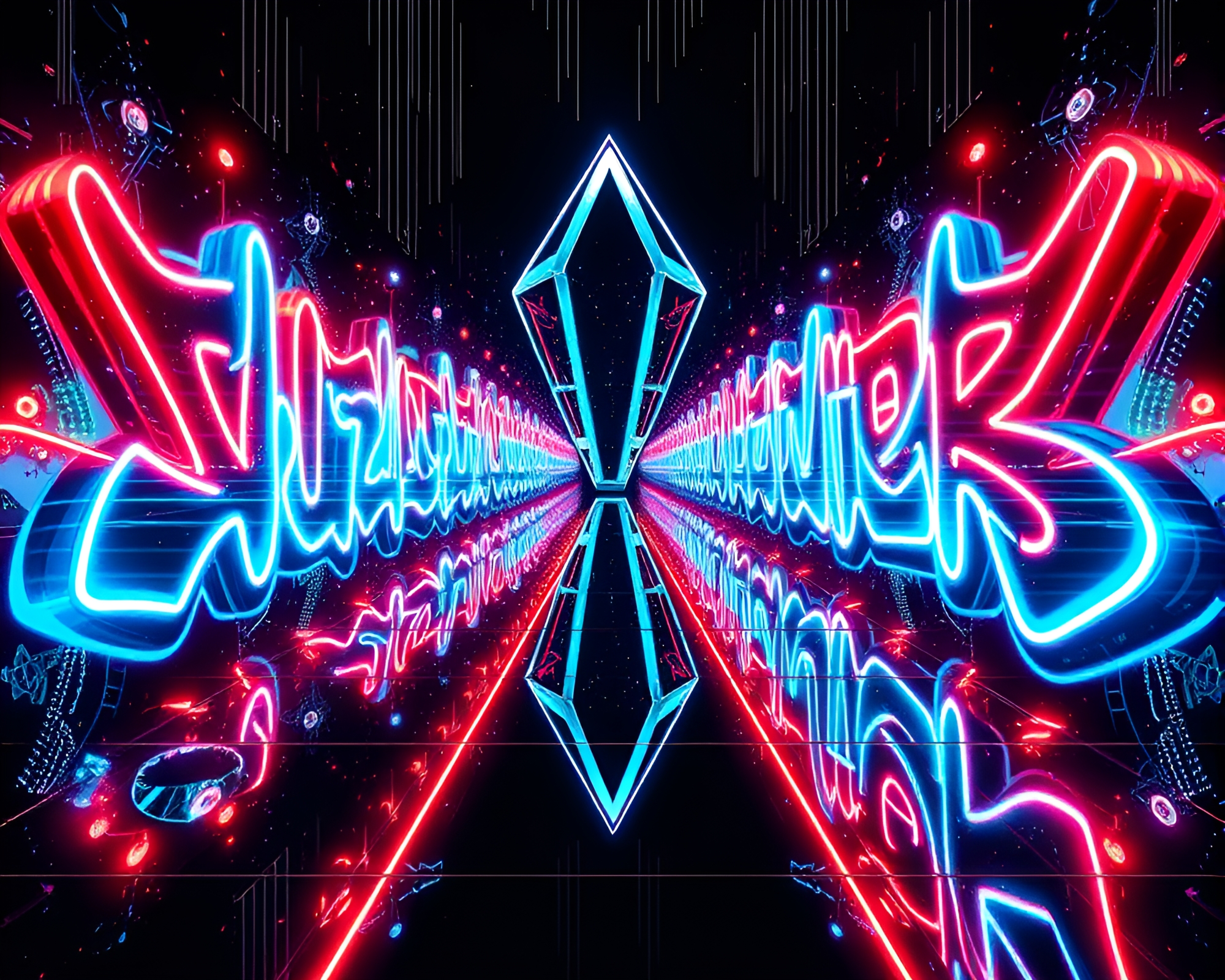 Neon Crystal Symmetry: Technical Illumination Fantasy – free AI stock image