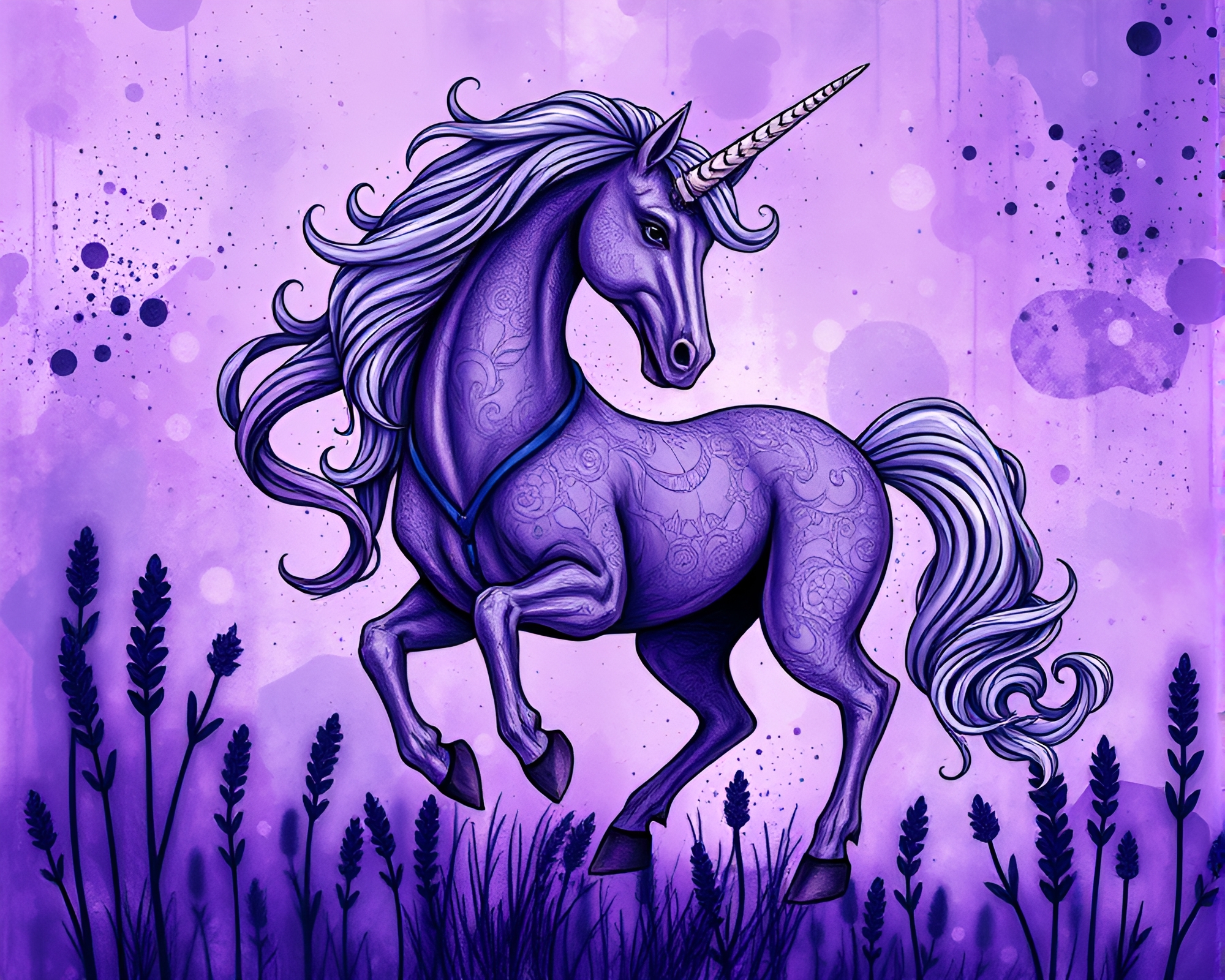 Intricate Lavender Twilight Centaur Splatter Art Composition – free AI stock image
