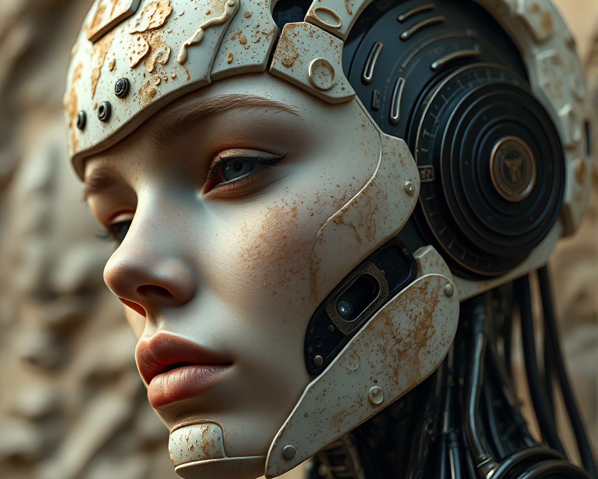 Cyborg Witnessing Oil-Rich Moment – free AI stock image